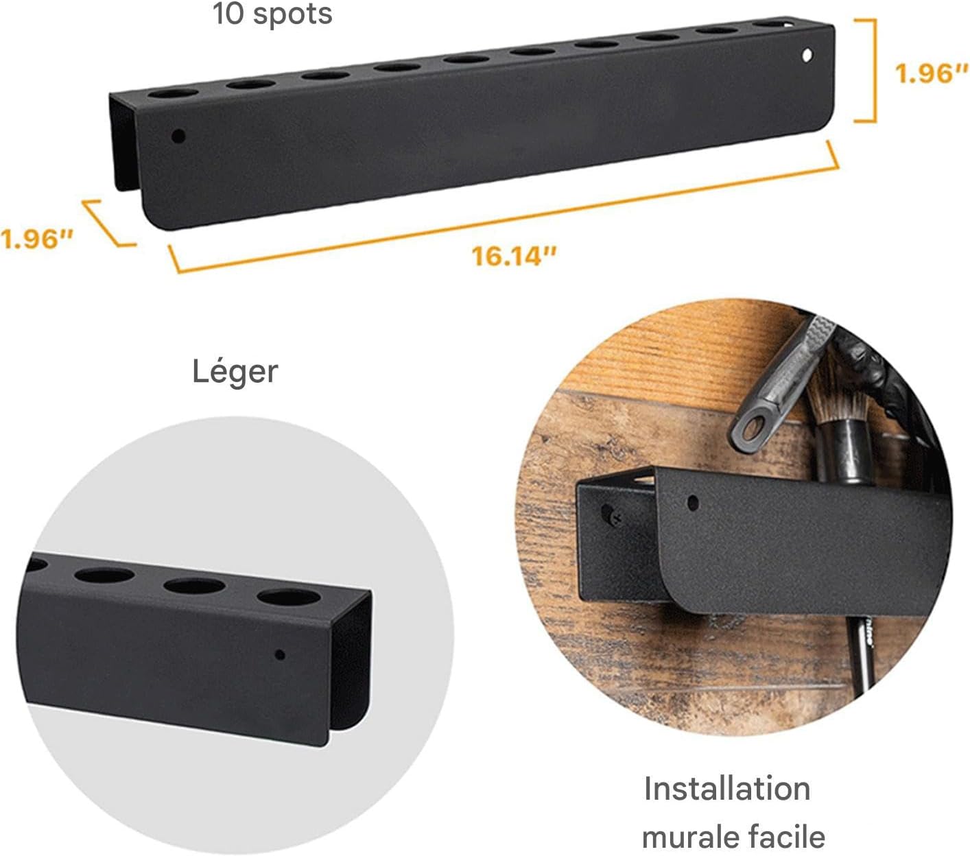  Générique Organisateur De Brosses De Détail Auto | Support Mural Pour Brosses De Détail,Fournitures D'Entretien Pour Espaces Intérieurs Extérieurs Véhicules Remises