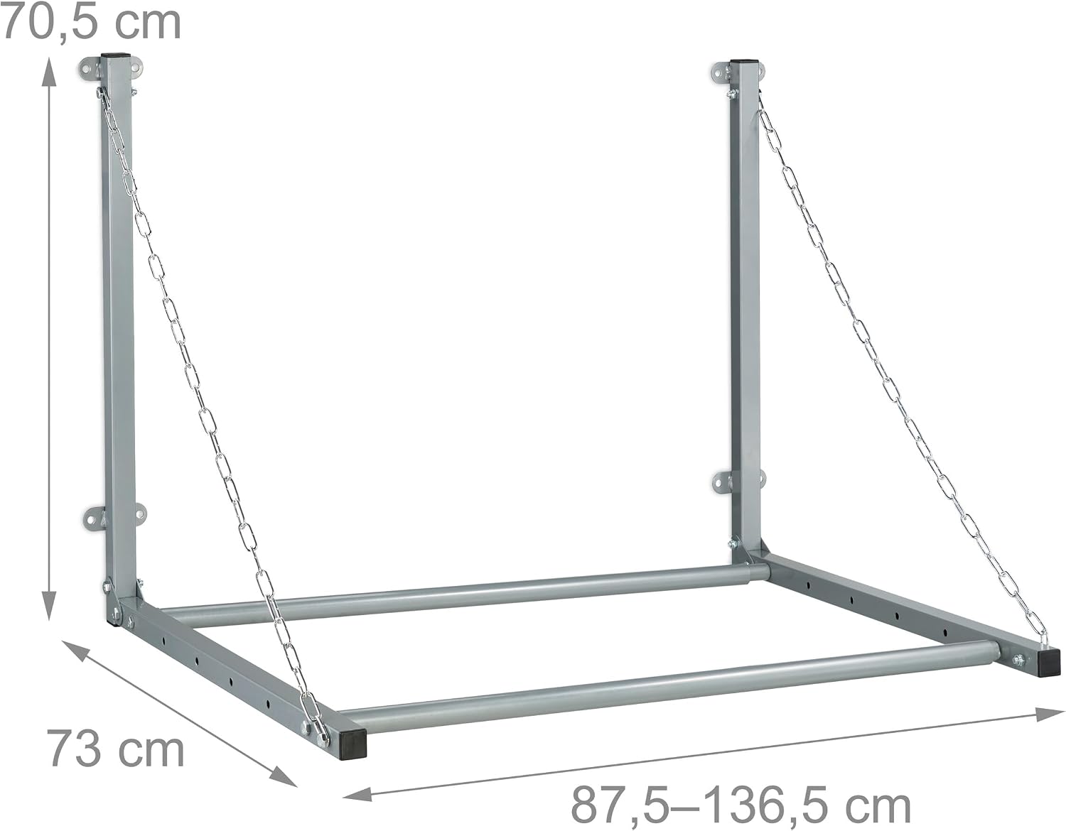  Relaxdays Étagère à Pneus, Télescopique, Support Mural Pour 4 Roues, Rabattable, Jusqu'à 90 Kg, Porte-pneus, Acier, Gris