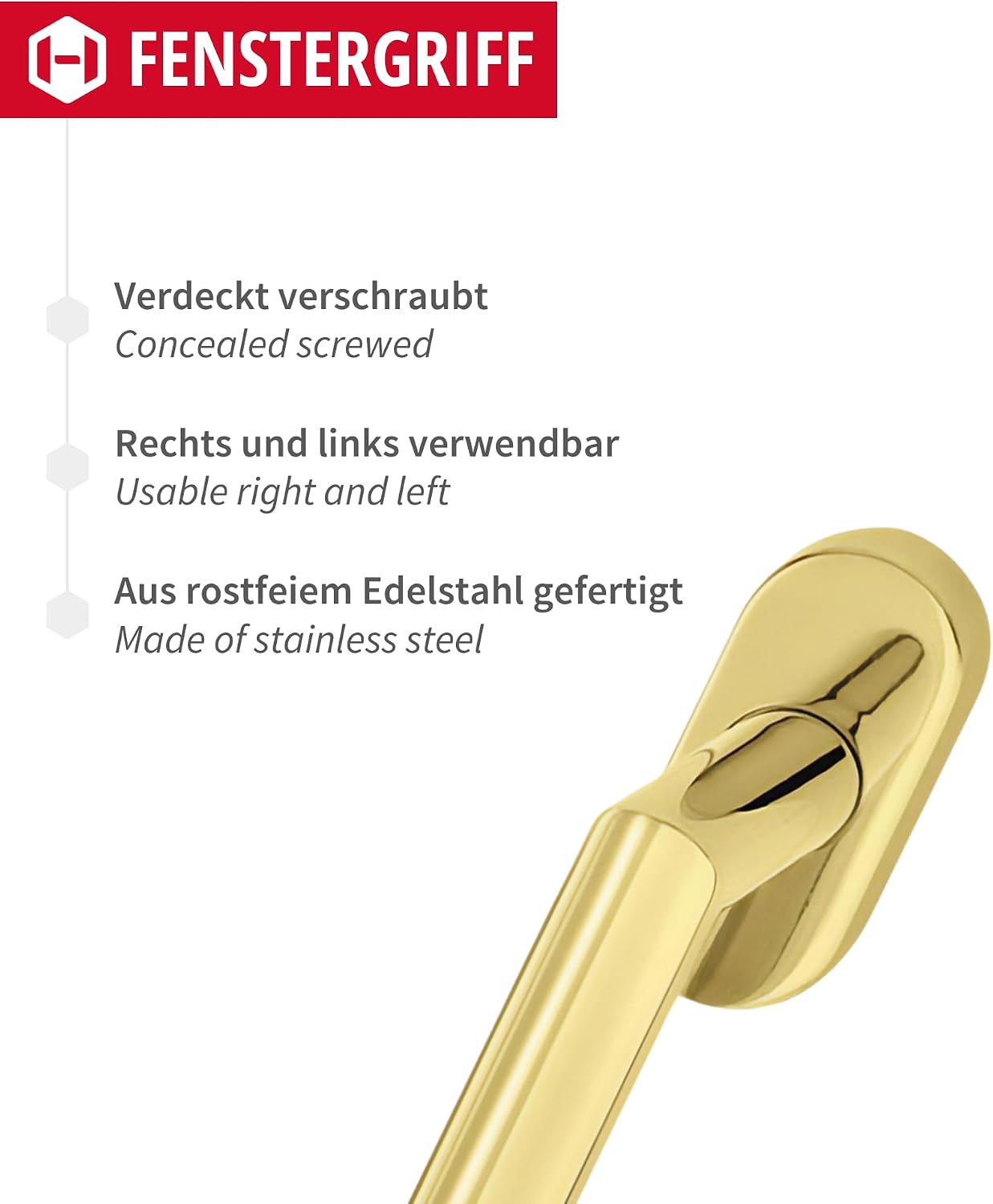  JUVA Stainless Steel Tilt And Turn Window Handle | WH2171 | 1 Piece – Tilt And Turn Window Olive Without Locking Cylinder | PVD Coated Brass | Window Olive With 90° Notching