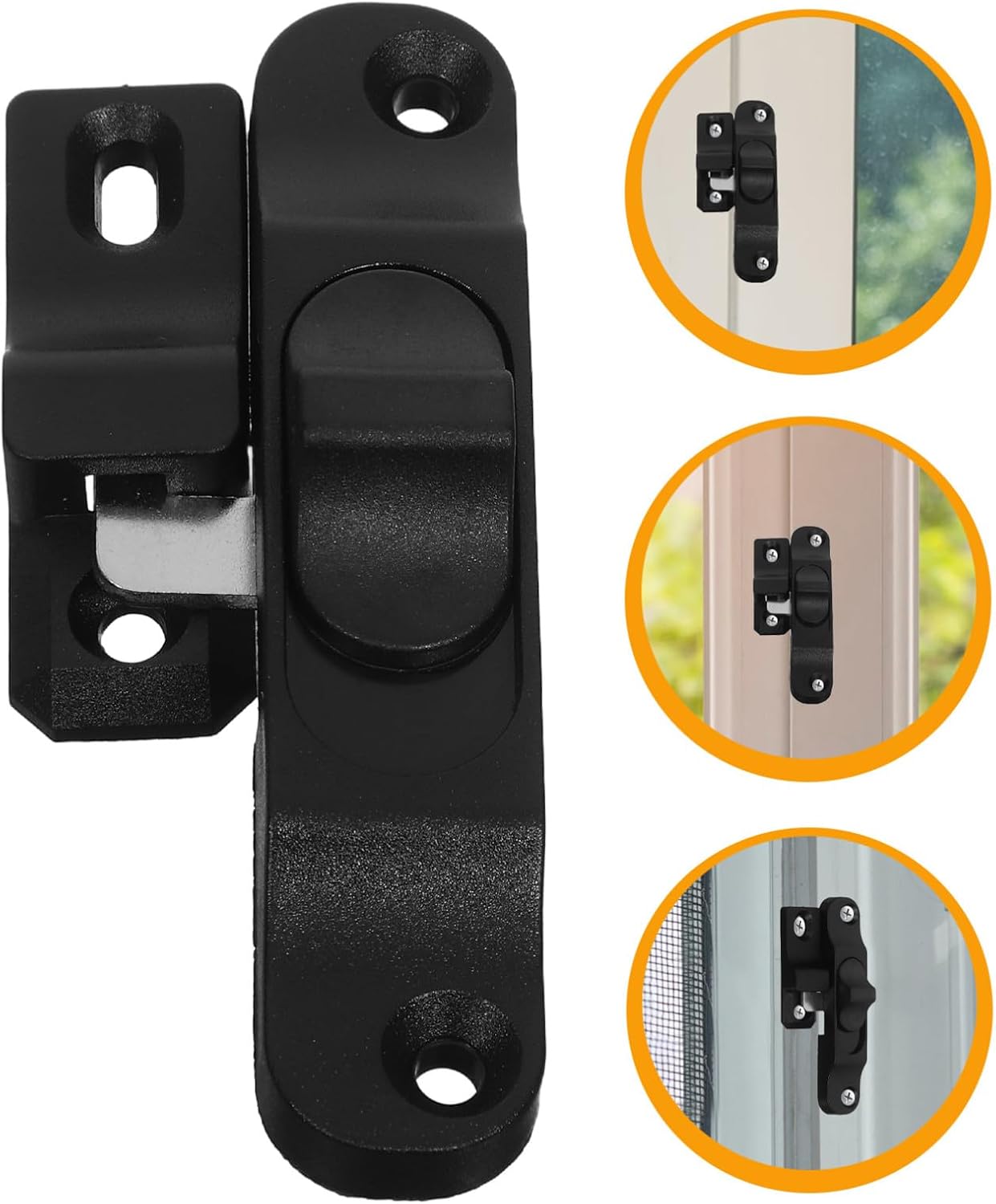  Angoily 2 Pièces Loquet De Sécurité Pour Porte Coulissante Verrou Plastique Pour Moustiquaire Et Fenêtre Verrouillage Anti-intrusion Pour Porte Patio Et Fenêtre Coulissante Facile à