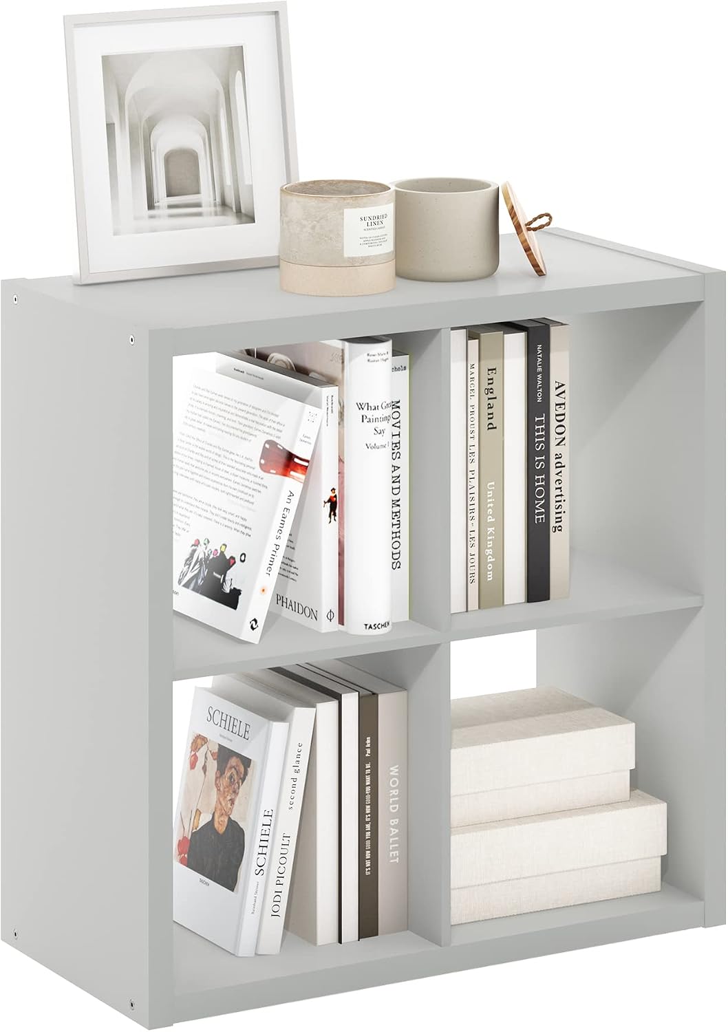  Furinno Cabine De Rangement Décorative à Dos Ouvert à 2 Cubes, Gris Clair