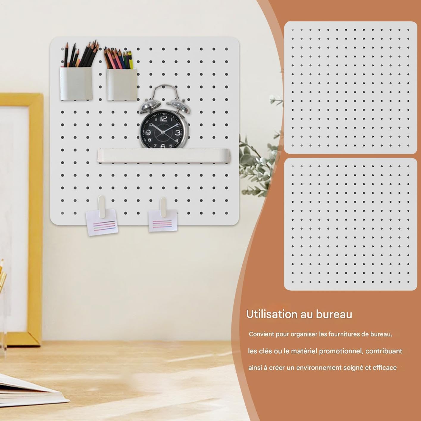  Générique Panneaux à Picots Pour Murs,Organisateur Mural Panneau Perforé Pour Bureau - Panneaux De Rangement Décoratifs Pour Fournitures De Bureau Et Chambre