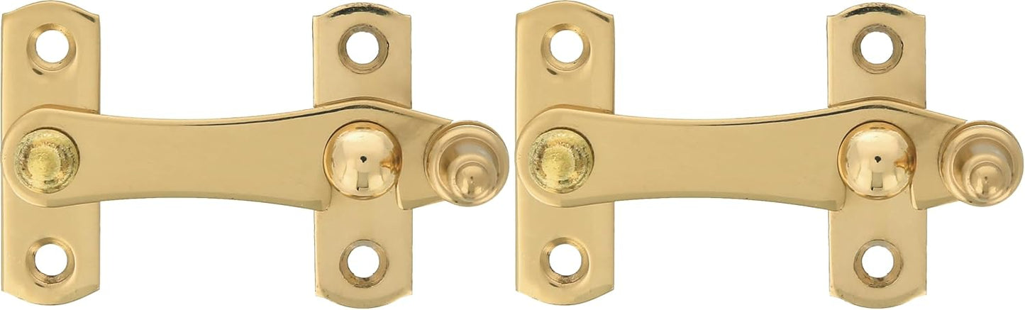  Amig - Maillage Doré Pour Volets Avec Attelage Inversé | 75 X 46 Mm | Laiton Poli | Fermeture De Sécurité Anti-chocs Et Rupture Pour Fenêtres | Vis Incluse (Lot De 2)