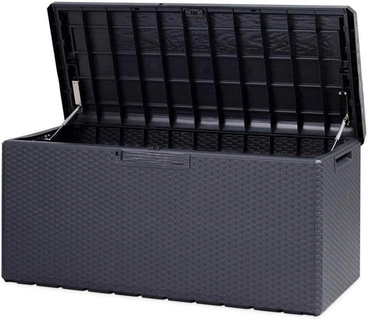  Avilia Coffre De Rangement Avec Assise Et Coussin D'extérieur 340L - Anthracite
