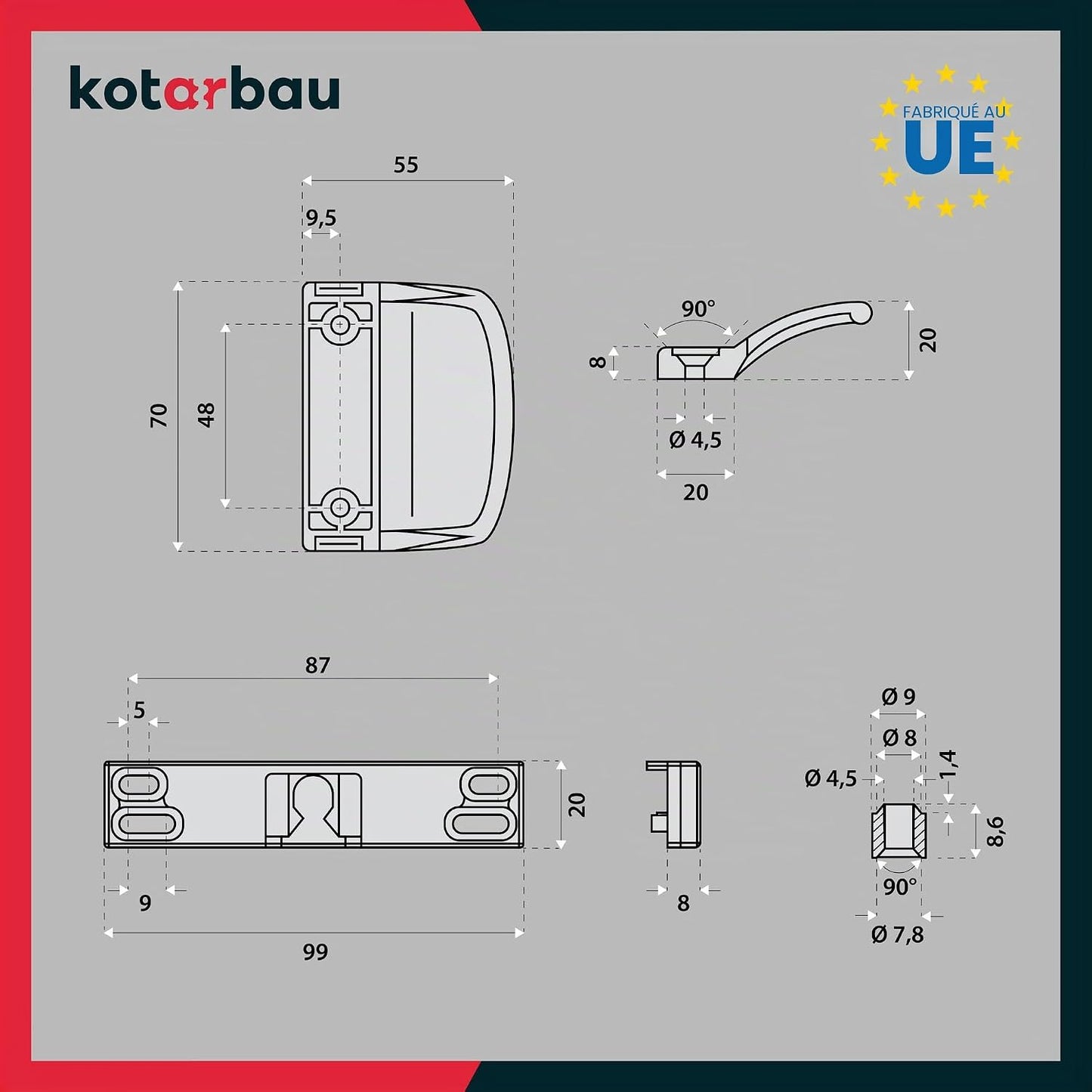  KOTARBAU Loqueteau De Porte De Balcon Pratique - 6 Couleurs Différentes - Sécurité Fumeur - Poignée De Porte De Balcon Universelle - Blanc