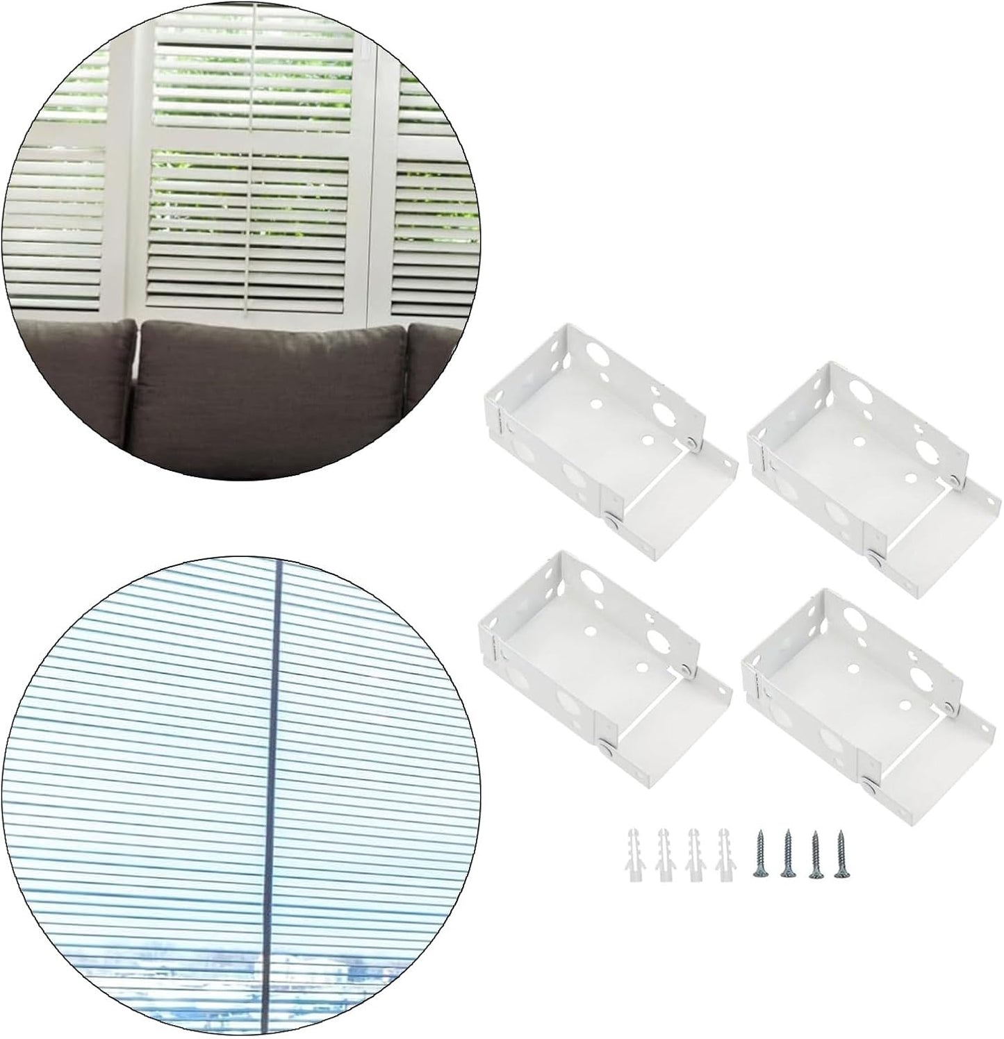  Supports De Traitements De Fenêtre Blancs, Matériel De Rideau De Fenêtre Pour Une Installation Facile Et Une Durabilité Stable, Supports De Coulissant 4 Pièces