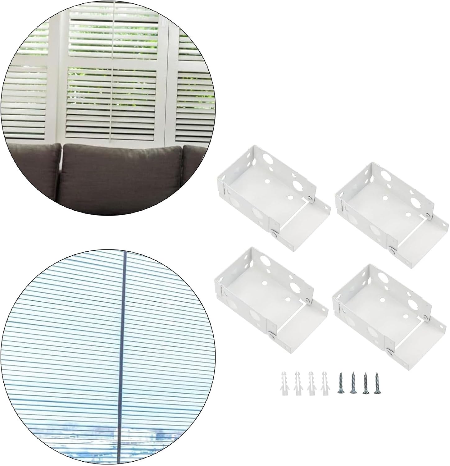  Supports De Traitements De Fenêtre Blancs, Matériel De Rideau De Fenêtre Pour Une Installation Facile Et Une Durabilité Stable, Supports De Coulissant 4 Pièces