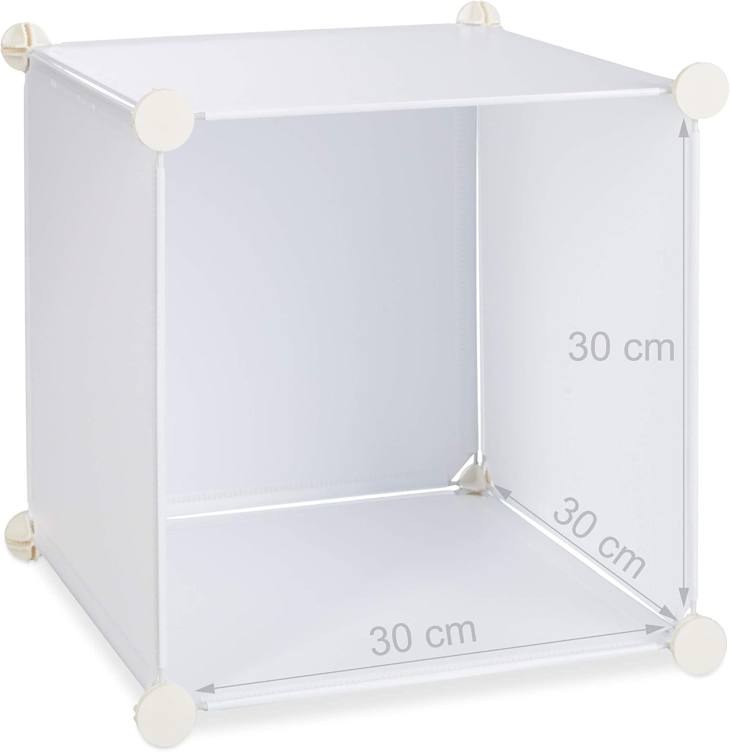  Relaxdays Étagère Rangement 9 Casiers Portes Plastique Modulable DIY Assemblage Plug In Bibliothèque, Blanc, 95.5 X 32 X 95.5 Cm