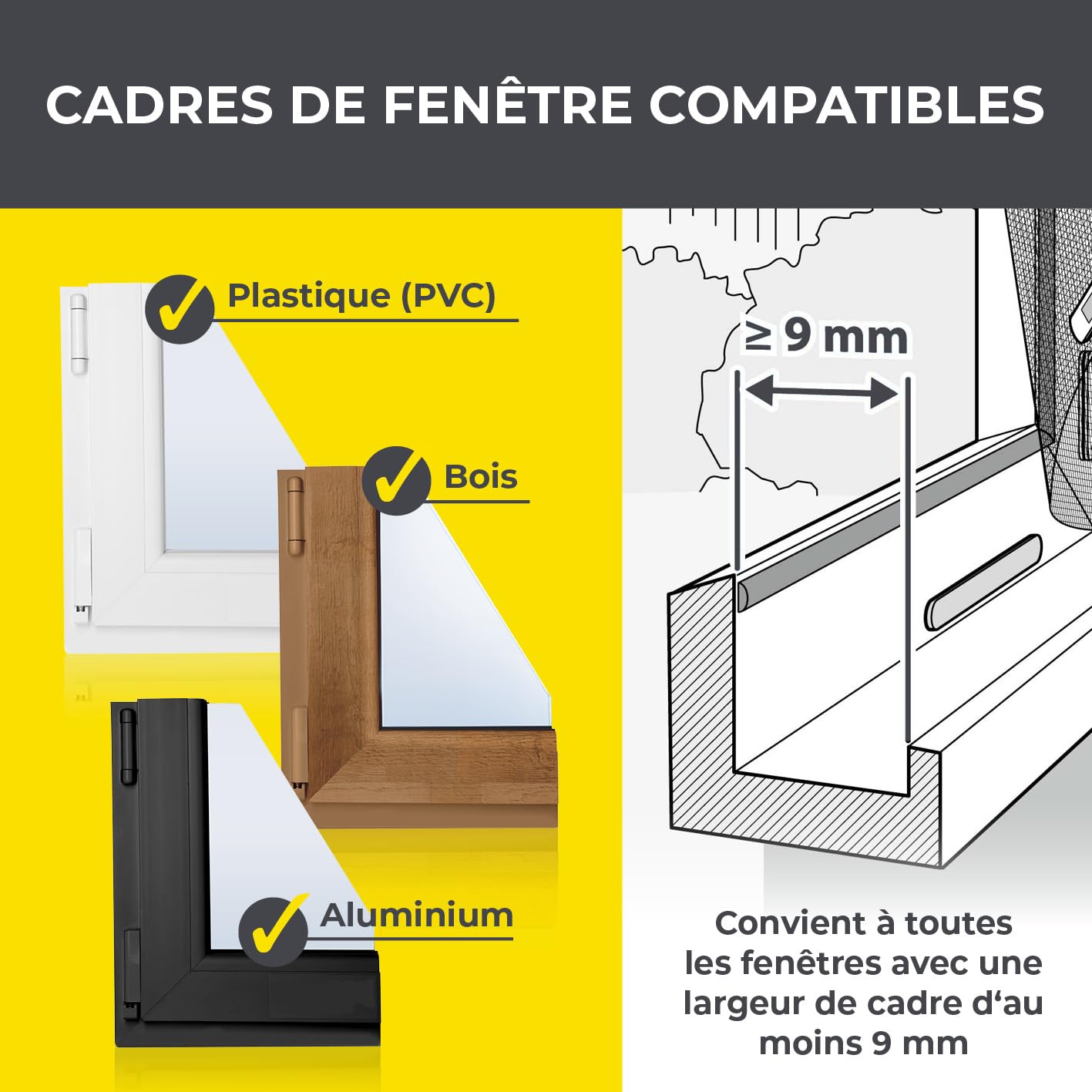  EASYmaxx Moustiquaire Pour Fenêtre Avec Bande Auto-agrippante | Découpable Jusqu’à 130 X 150 Cm | Montage Facile – Sans Percer Ni Visser | Filet Anti-insectes Autocollant - 1 Pièce [Noir]