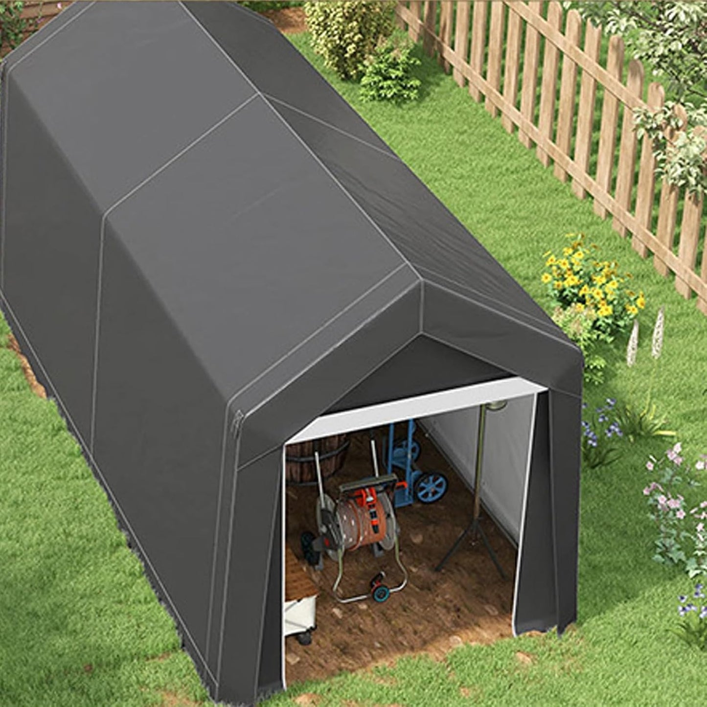 GENERIC Abri à Vélos Imperméable Pour Le Rangement Extérieur - Style Crête, Résistant Au Vent, Protection Toutes Saisons Pour Motos, Outils De Jardin, Jouets Et Tondeuses à Gazon (1,8 X 3 X 2 M)