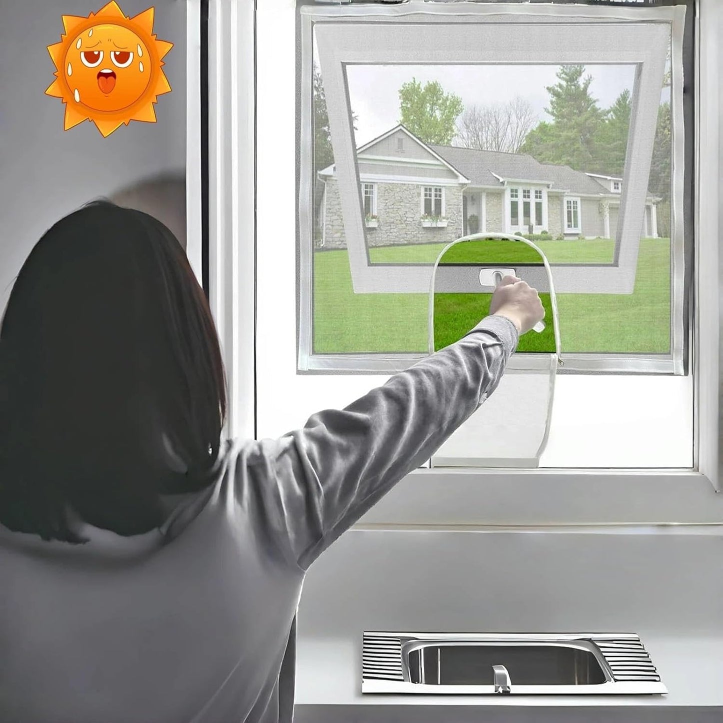  Filet De Ventilation Personnalisable Pour Fenêtre Facile à Installer Avec Fermetures éclair - Design D'ouverture En Fibre De Verre - Filet De Ventilation - Outil D'installation Pour La Maison - Blanc