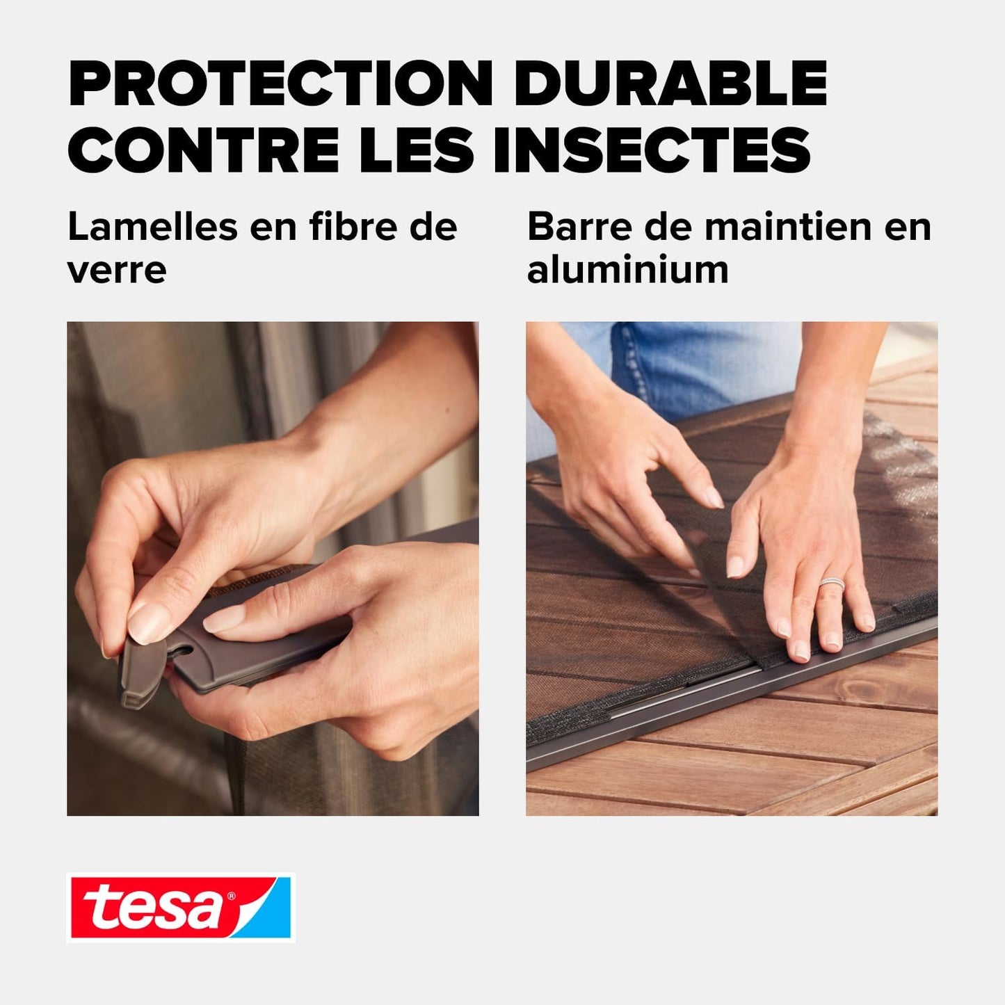  Tesa INSECT STOP Aluminum Lamella Curtain Premium - Moustiquaire Télescopique - Pour Portes De Balcon Et De Patio - Installation Facile Sans Perçage - 95 X 220 Cm - Anthracite (Transparent)
