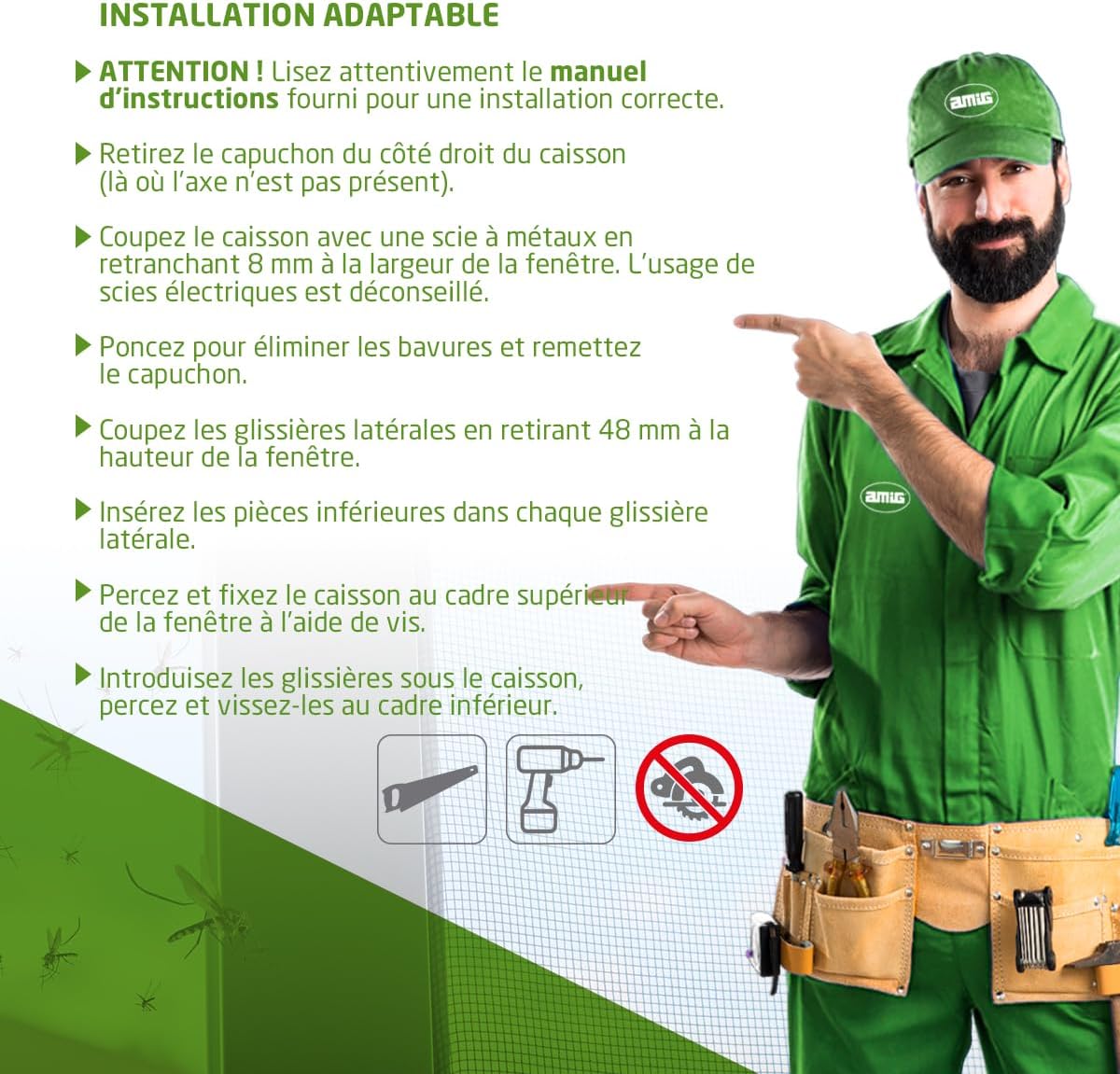  Amig - Moustiquaire Enroulable Pour Fenêtres | Aluminium Blanc Et Maille En Fibre De Verre Grise | Installation Facile | Protection Contre Les Insectes | 140 X 140 Cm | Durable Et Respirant