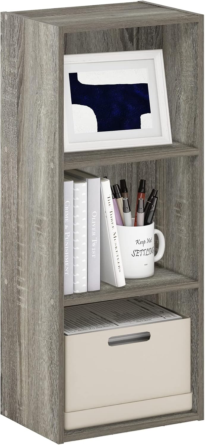  Furinno Luder Bibliothèque Etagère De Rangement Ouverte à 5 Cubes, Blanc/Vert