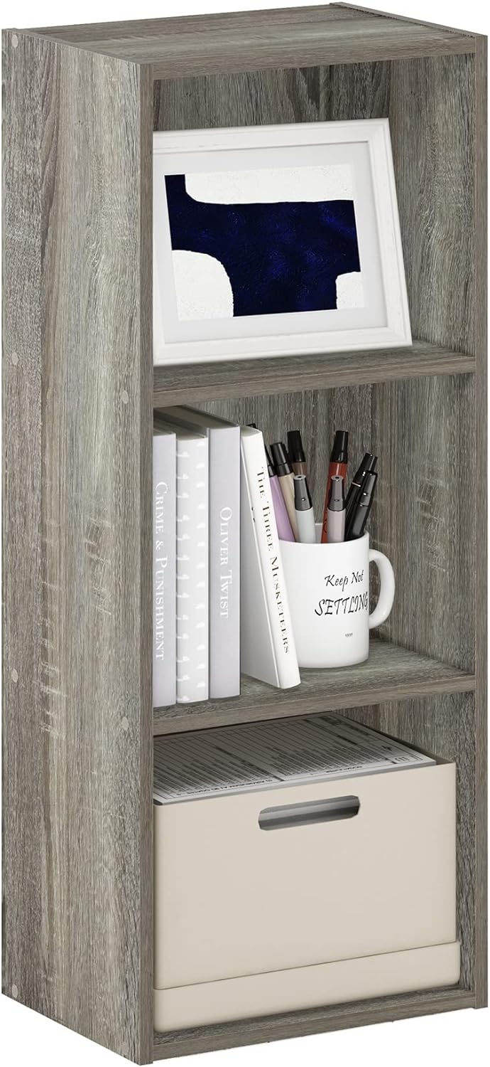  Furinno Luder Bibliothèque Etagère De Rangement Ouverte à 5 Cubes, Blanc/Bleu Clair