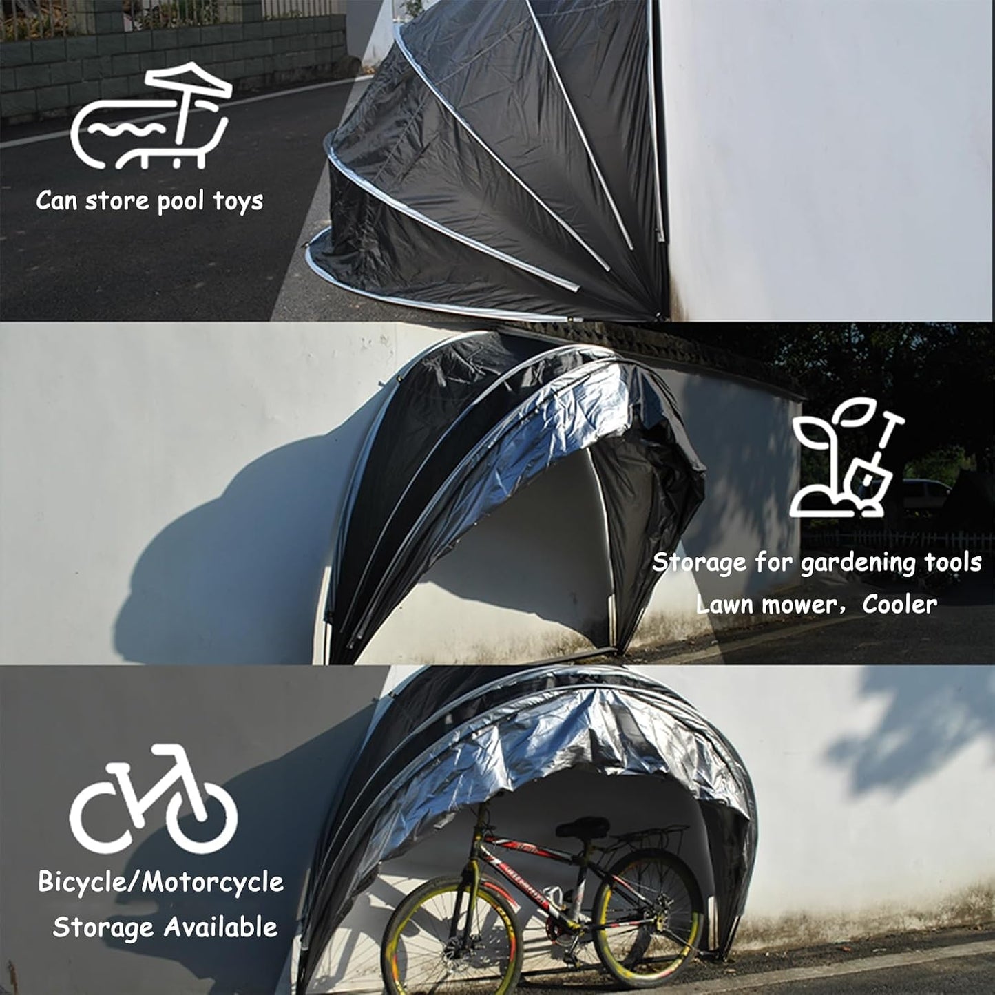 GENERIC Abri à Vélos Transparent - Rangement Extérieur Pour Vélos, Motos, Outils De Jardin Et Tondeuses à Gazon - Abri Résistant Aux Intempéries