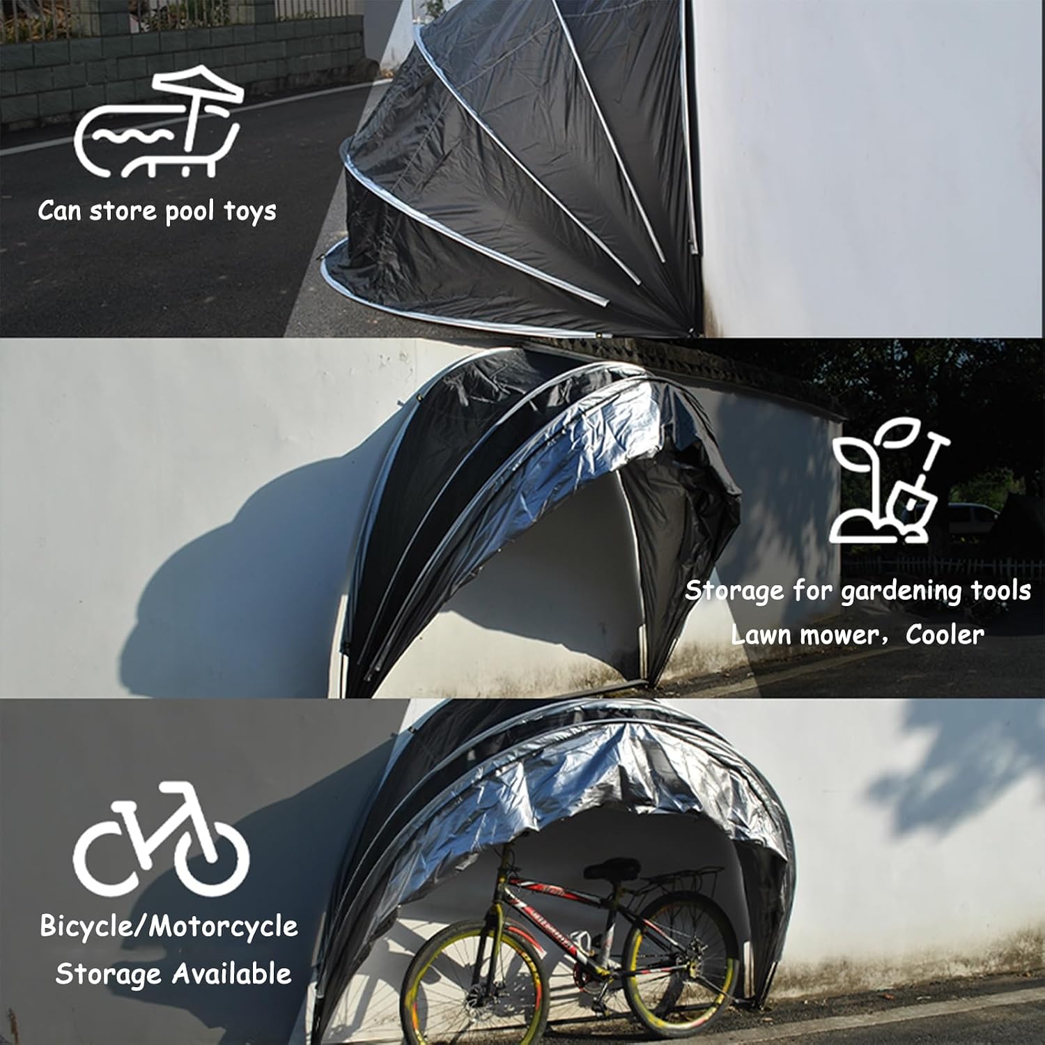 GENERIC Abri à Vélos Transparent - Rangement Extérieur Pour Vélos, Motos, Outils De Jardin Et Tondeuses à Gazon - Abri Résistant Aux Intempéries