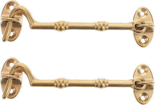  Angoily Lot De 2 Set De Loquets à Crochet En Laiton Épais 10,5 Cm, Verrou Robuste Pour Portes Et Fenêtres Intérieures, Anti-vent, Pour Remplacement Et Protection Les Courants D’air,