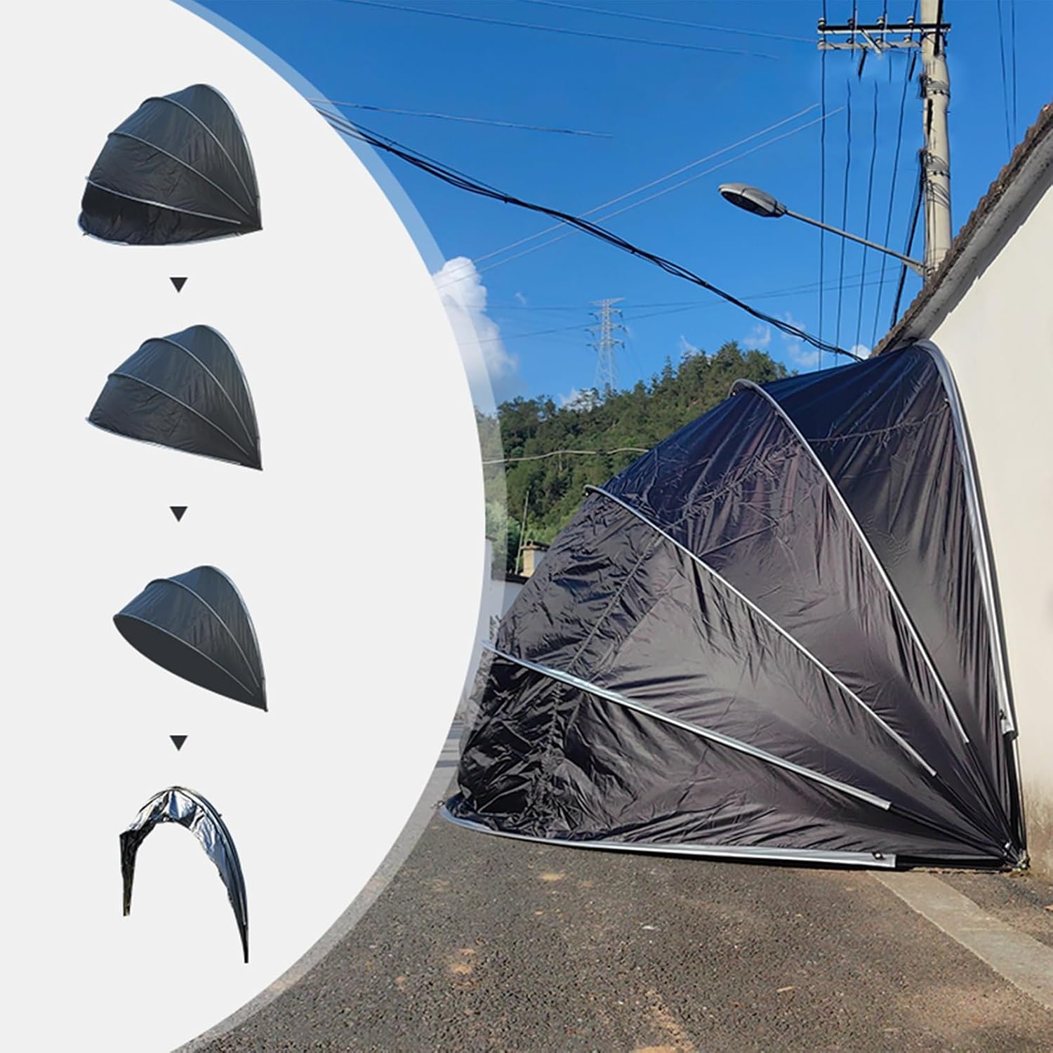 GENERIC Abri à Vélos, Housse Imperméable Pour 2 Vélos - Solution De Rangement Extérieur, Abri Transparent Pour Vélos, Fixation Murale, Protection Durable Et Résistante Aux Intempéries