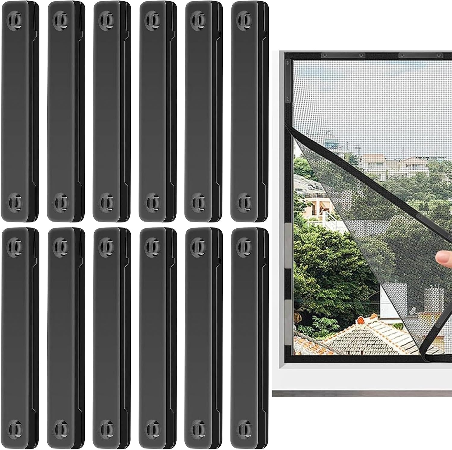 Genérico Fermeture Magnétique Pour Rideaux | 12 Pièces Autocollants Pour Fermeture Moustiquaire - Quincaillerie Pour Fenêtre De Restaurant école Entrée Maison Bureaux Café