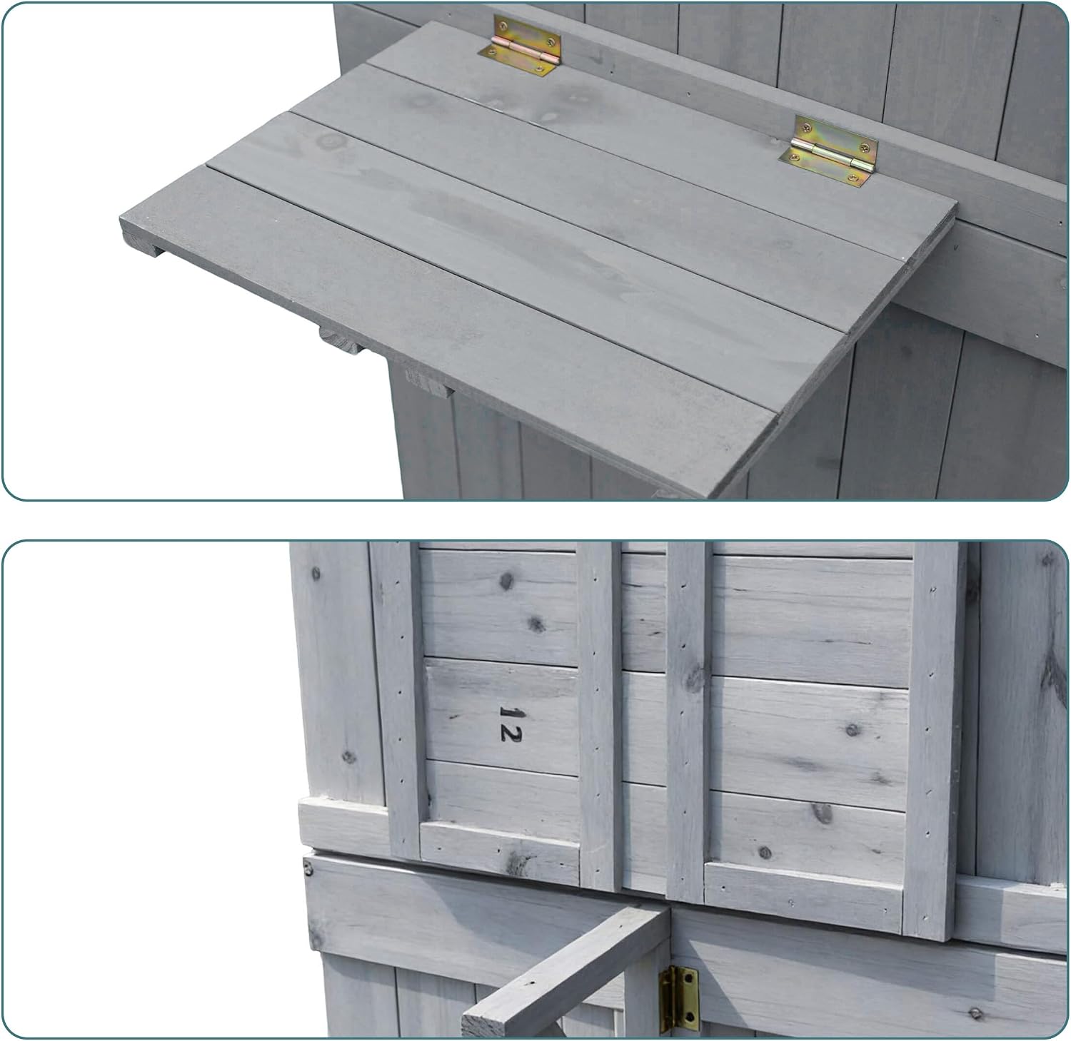  Relaxdays Armoire De Jardin, Bois, Toit étanche, 3 étagères, Table Pliante, H X L X P 180,5×75×50 Cm, Gris