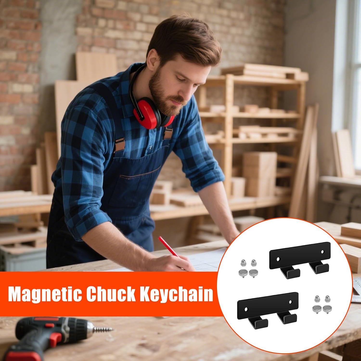  Porte-Clé à Choc Magnétique,2 Pièces Support Métallique Pour Clé De Mandrin Murale | Organisateur D'Outils Pour Tour à Bois Et Atelier