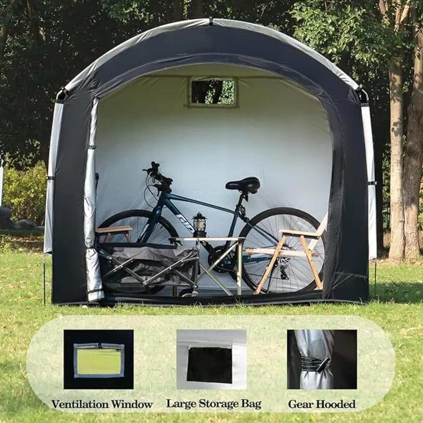  Abri De Rangement Pour Vélo, Abri De Rangement Portable Extérieur Pour Vélo Avec Tissu Oxford 210D PU4000 Imperméable Pour 2/3/4/6/8 Vélos, Abri Pour Moto, Outils De Jardin, Jouets, Pelouse