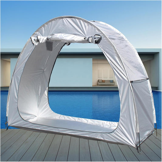GENERIC Abri à Vélos De Qualité Supérieure - Lot De 2 Abris à Vélos Imperméables Pour Le Rangement Extérieur, Conception Modulable, Protection Durable Pour Vélos, Couleur Argentée, Résistant Aux Int