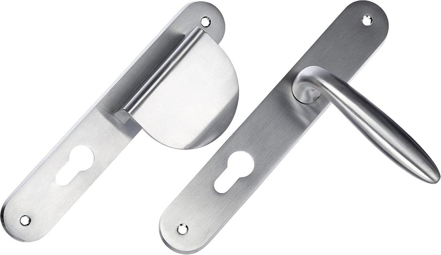  Bricard 984051 Ensemble Poignées Zamak Sur Plaque Esquisse Pour Porte D'Entrée (pour Cylindre Européen), Argent