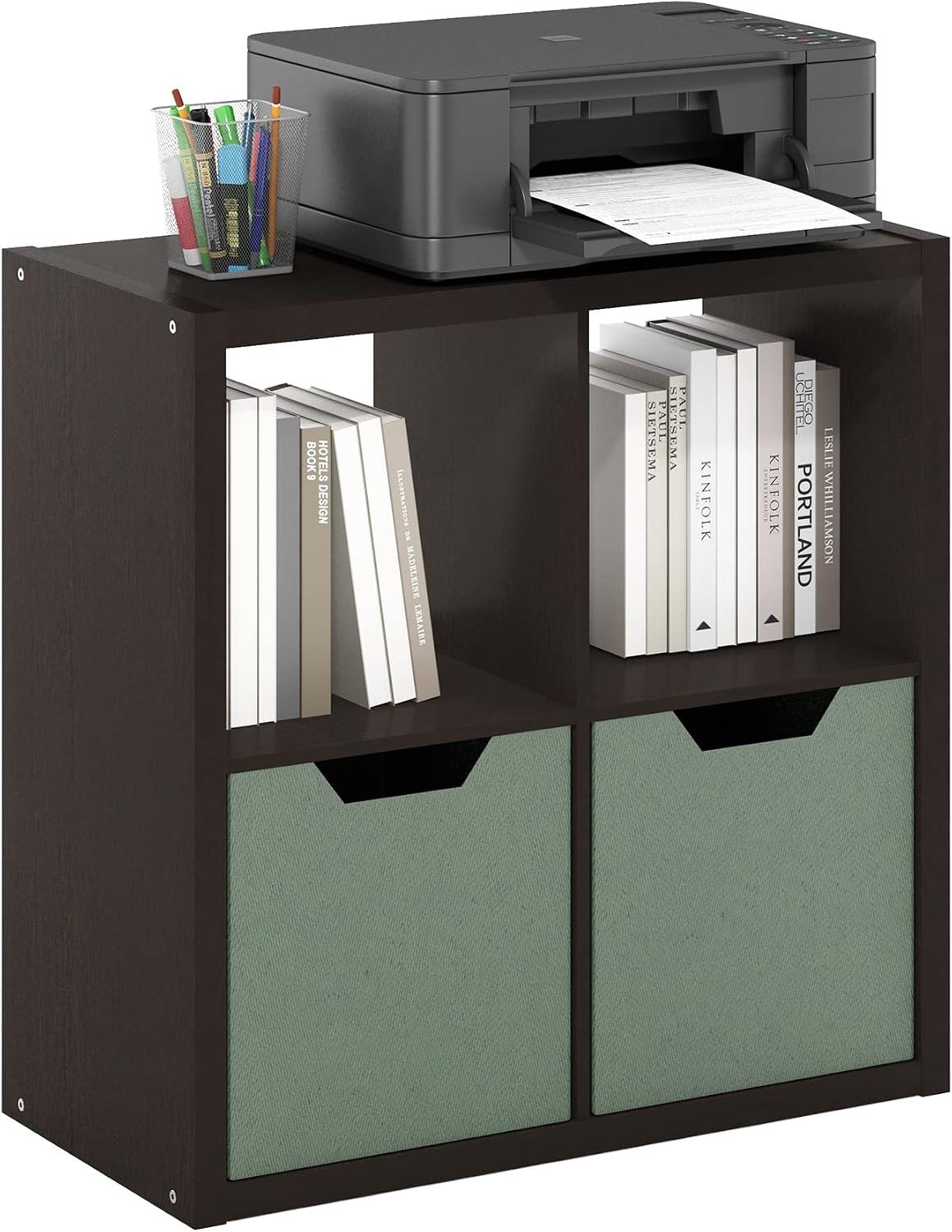  Furinno Cabine De Rangement Décorative à Dos Ouvert à 2 Cubes, Gris Clair