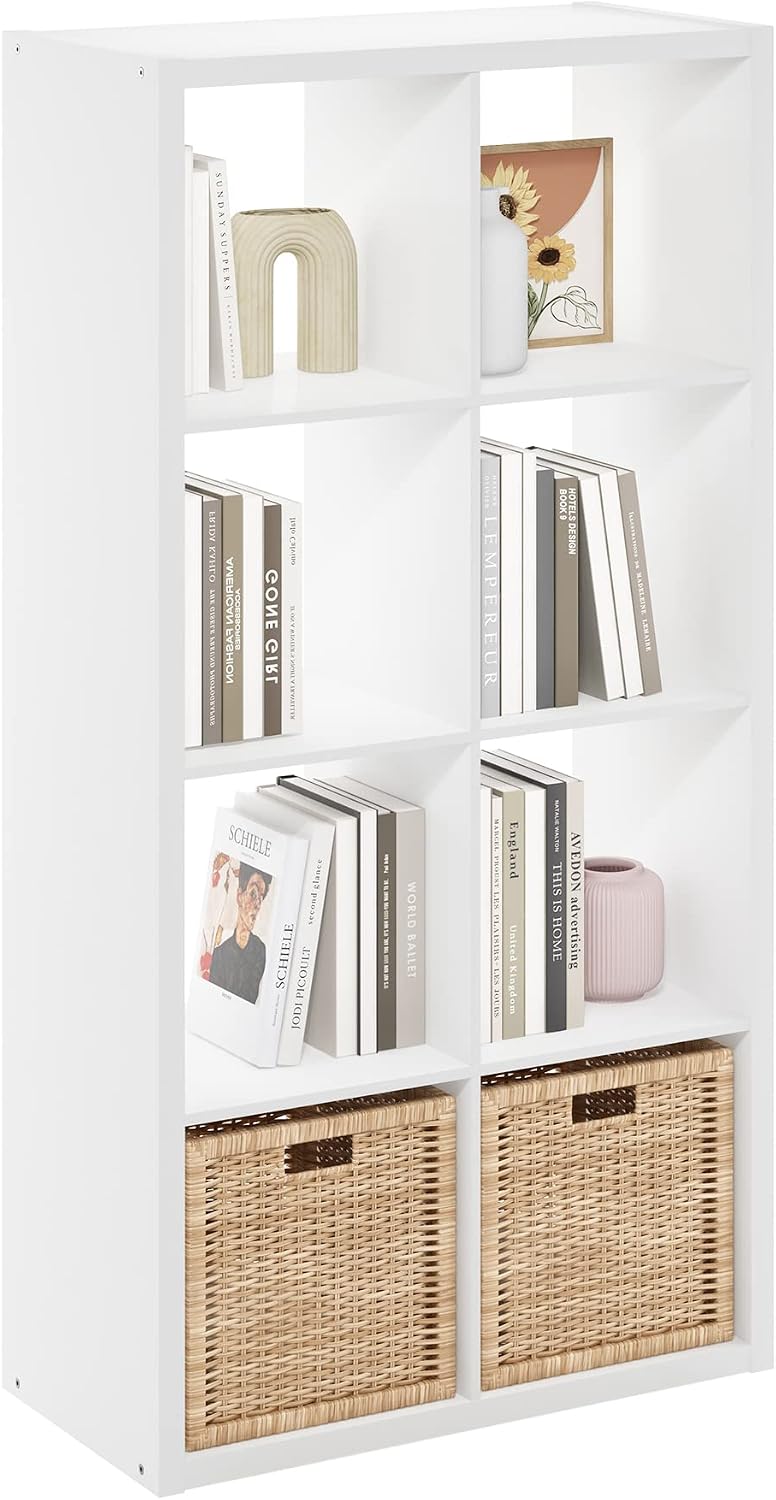  Furinno Cabine De Rangement Décorative à Dos Ouvert à 4 Cubes, Chêne Foncé