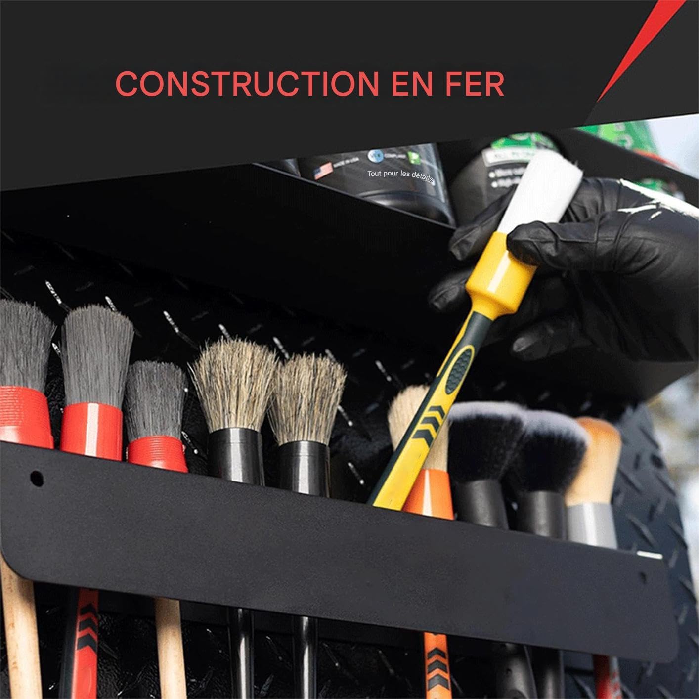  Générique Organisateur De Brosses De Détail,Support Mural D'Organisation D'Outils Automobiles | Organisation Garage Rangement Intérieur Extérieur Pour Peinture Van Jardin