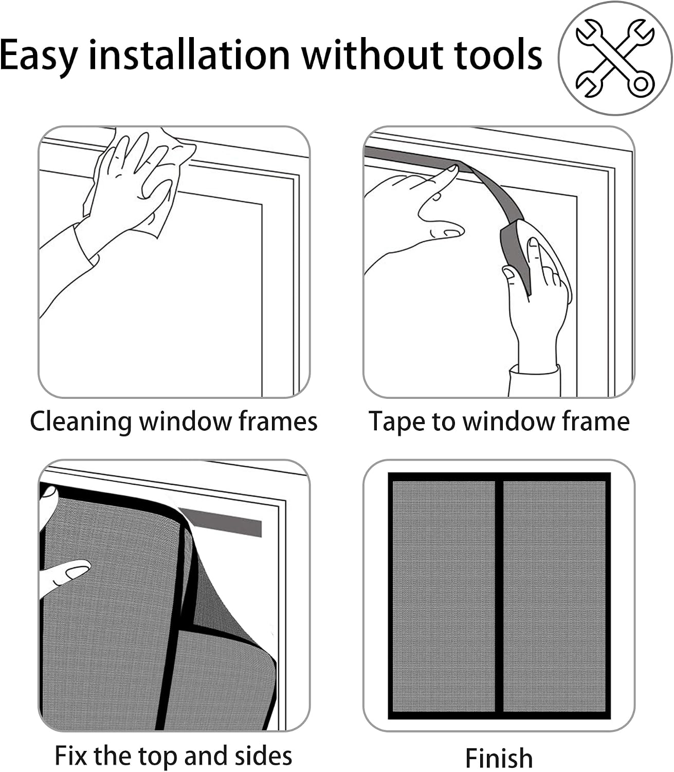  Mosquito Net Window Without Drilling 153 X 123 Cm Magnetic Window Curtain With Automatic Stop For Bay Window Sliding Window, Black