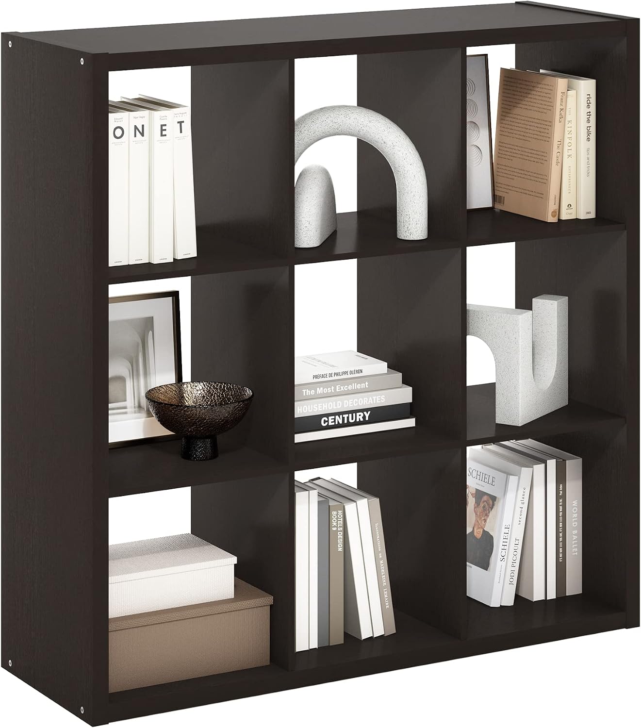  Furinno Cabine De Rangement Décorative à Dos Ouvert à 4 Cubes, Chêne Foncé