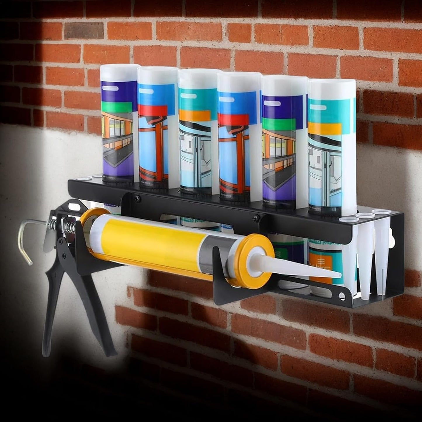  Organiseur Mural Adhésif - Support De Tube Robuste - Solution De Rangement D'outils - Garage - Rénovateurs - Personnel D'entretien - Installation Facile - Organiseur Peu Encombrant Pour Espaces De