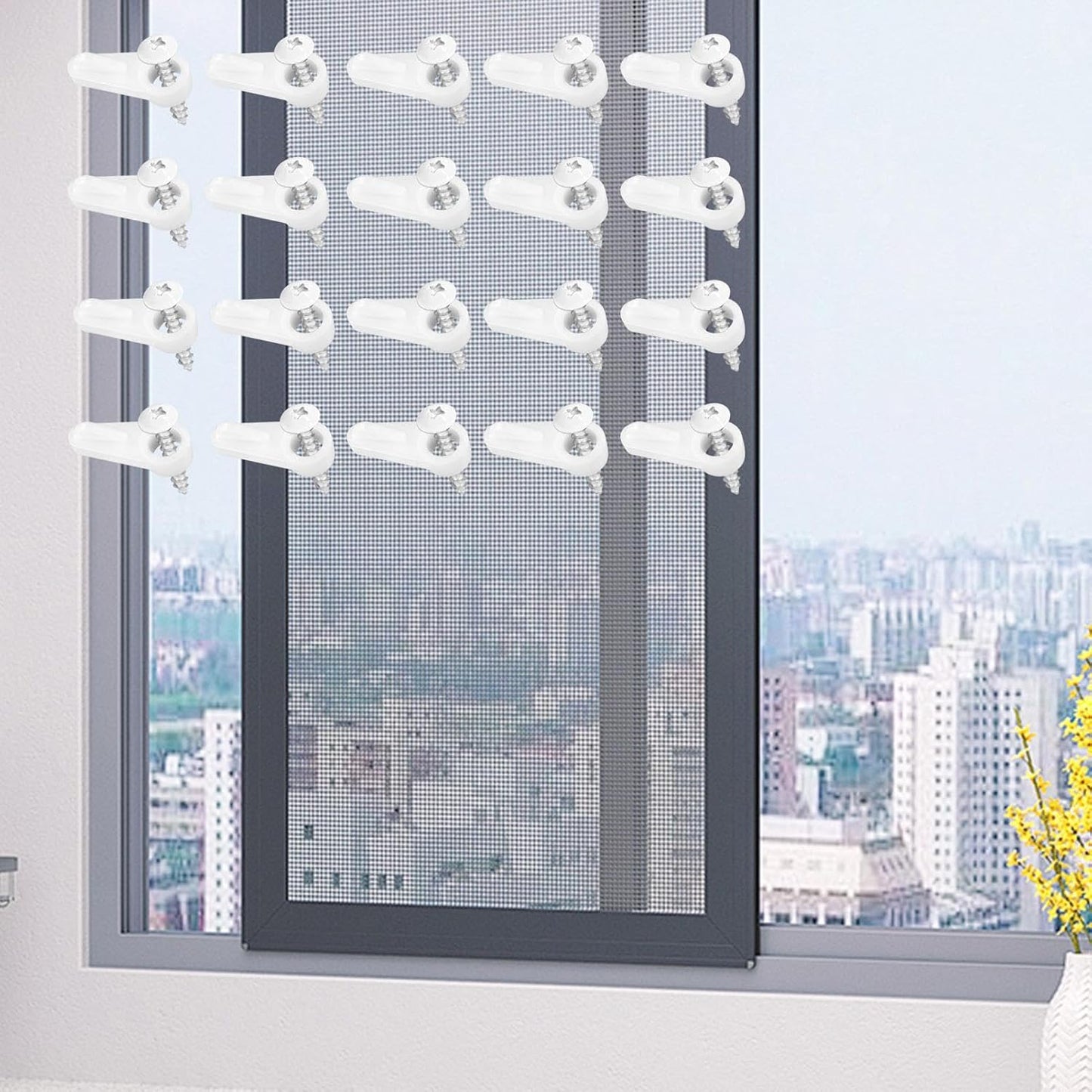 Clips De Retenue Pour Moustiquaire | 20 Pièces Quincaillerie Fixation Moustiquaire Avec Vis | Clips Maintien Contre-Fenêtre,pour Maison Appartement Dortoir Salon Chambre Bureau Cuisine Salle De Bain