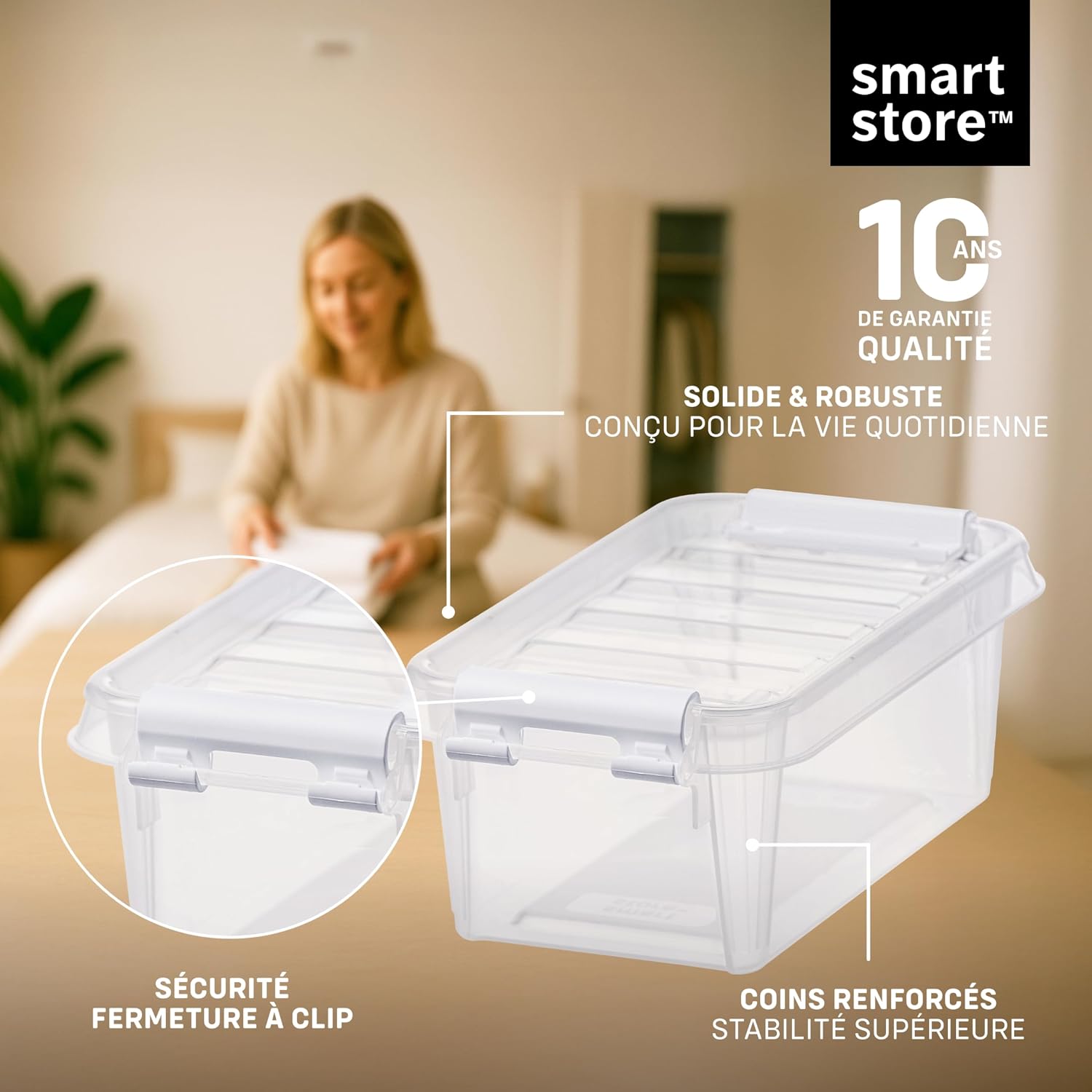  SmartStore - 10x Petite Boîte De Rangement Plastique Avec Couvercle 0,3L (15x9x6cm) | Empilable Et De Qualité Alimentaire | Boîte Plastique Avec Couvercle & Coins Renforcés | Garantie 10 Ans