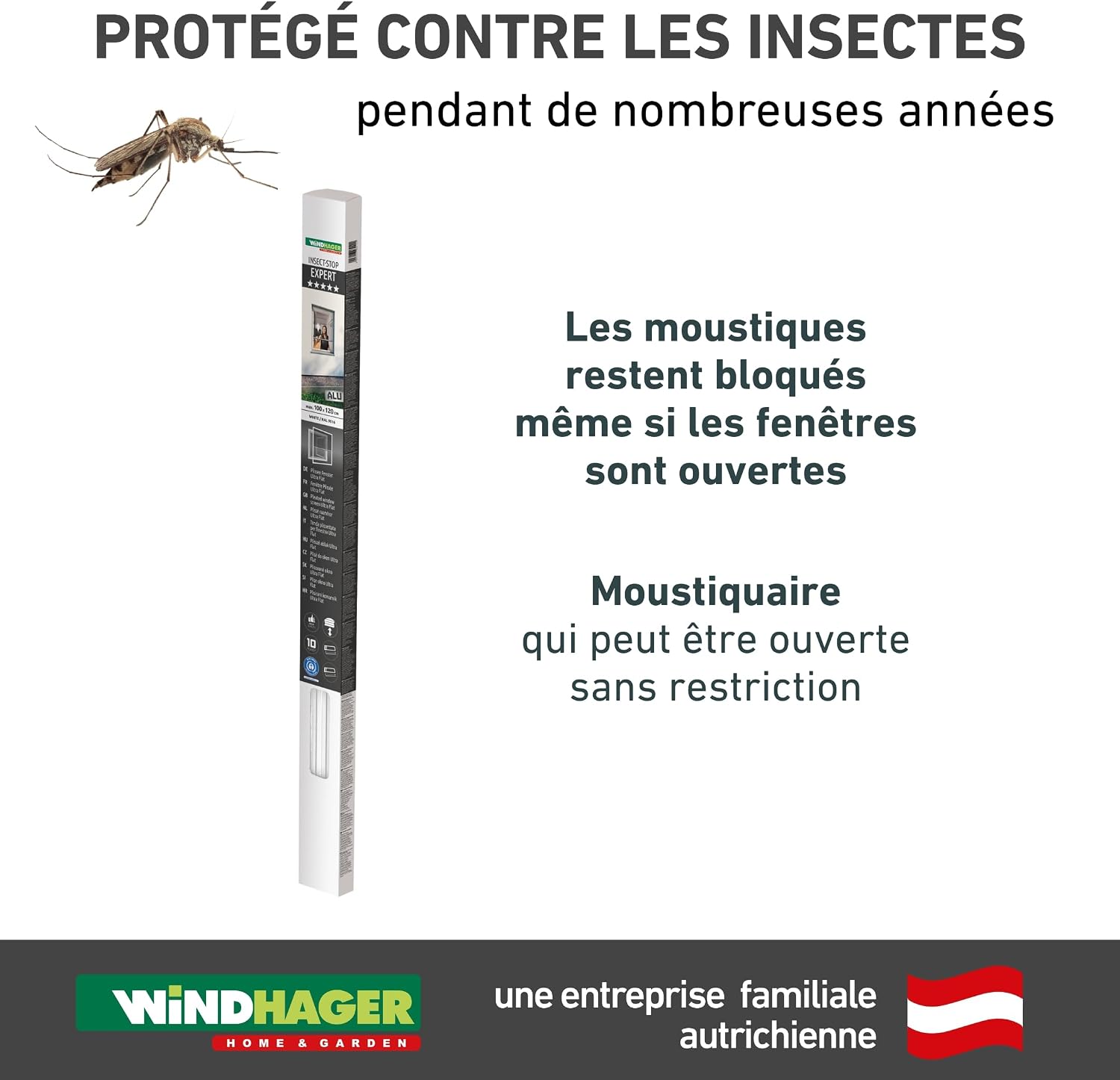  Windhager Expert 03242 Ultra Flat Moustiquaire Pour Fenêtre Moustiquaire Protection Mosquito Kit Auto-Assemblage Blanc 100 X 120 Cm