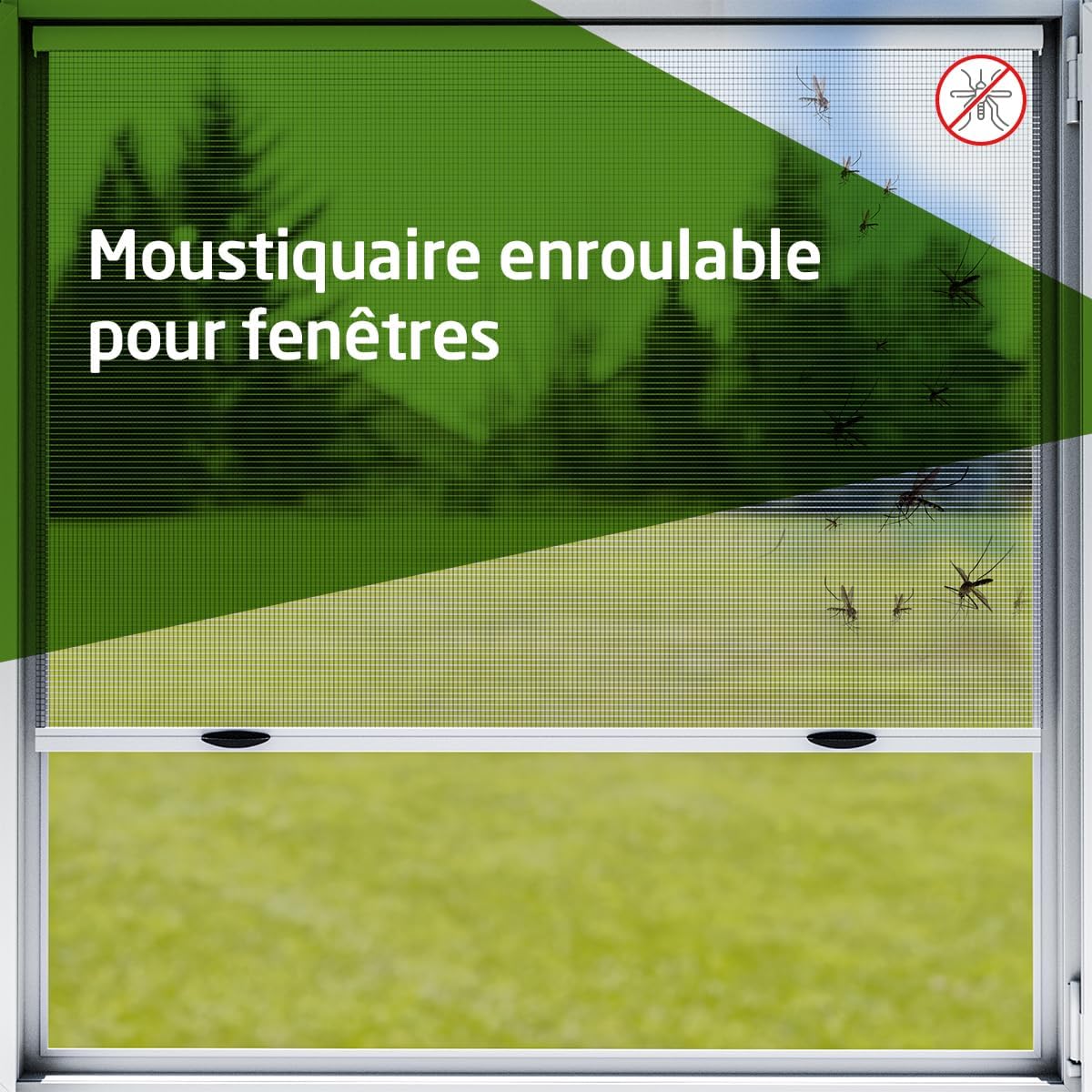  Amig - Moustiquaire Enroulable Pour Fenêtres | Aluminium Blanc Et Maille En Fibre De Verre Grise | Installation Facile | Protection Contre Les Insectes | 140 X 140 Cm | Durable Et Respirant