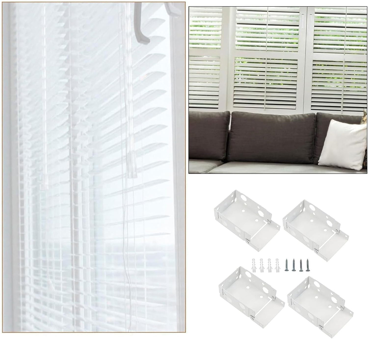  Supports De Traitements De Fenêtre Blancs, Matériel De Rideau De Fenêtre Pour Une Installation Facile Et Une Durabilité Stable, Supports De Coulissant 4 Pièces