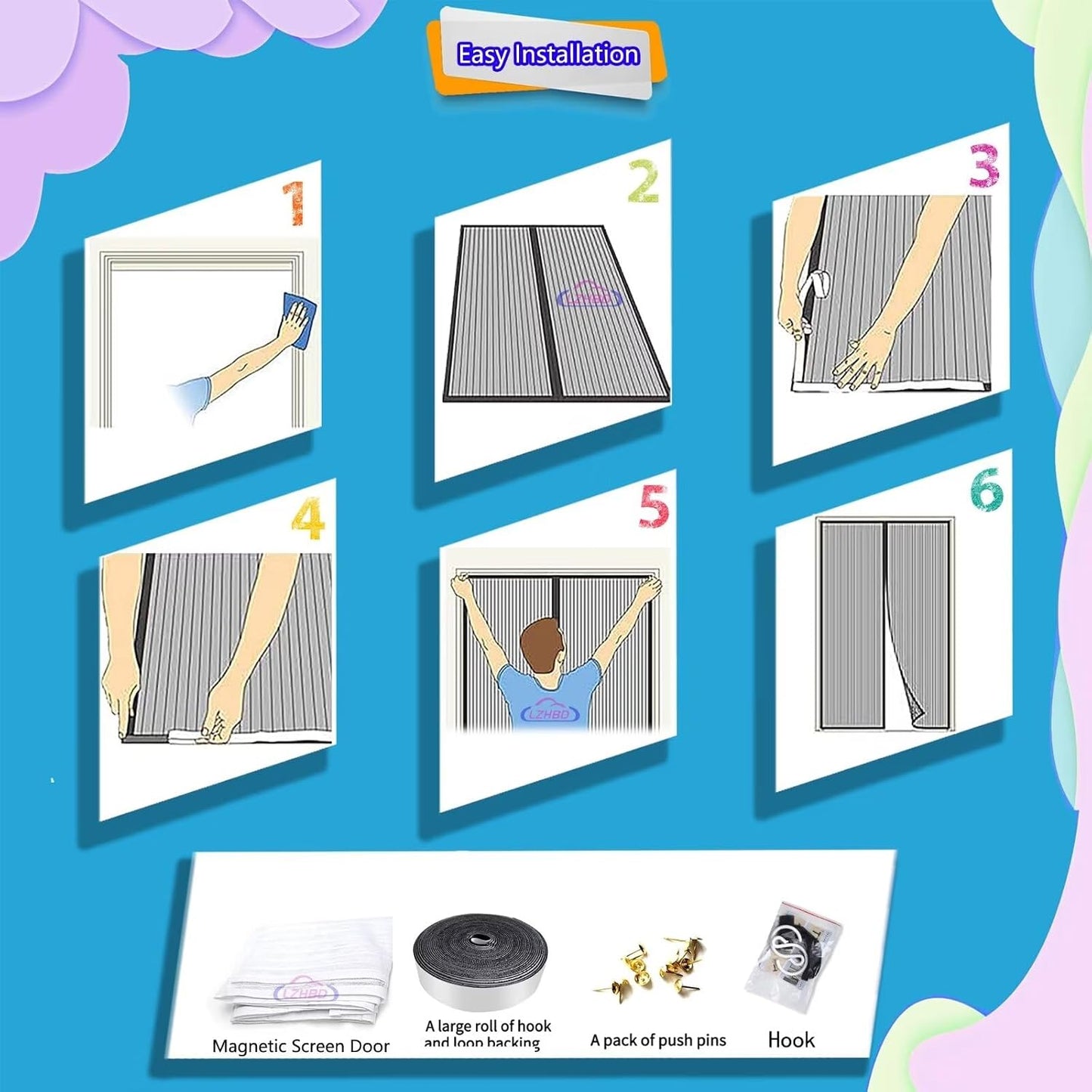  Magnetic Window Insect Screen 90 X 65 Cm, Durable Polyester Mesh Anti-Mosquito Window Curtain With Full Frame Magic Tape And Powerful White Magnets Upgraded Version