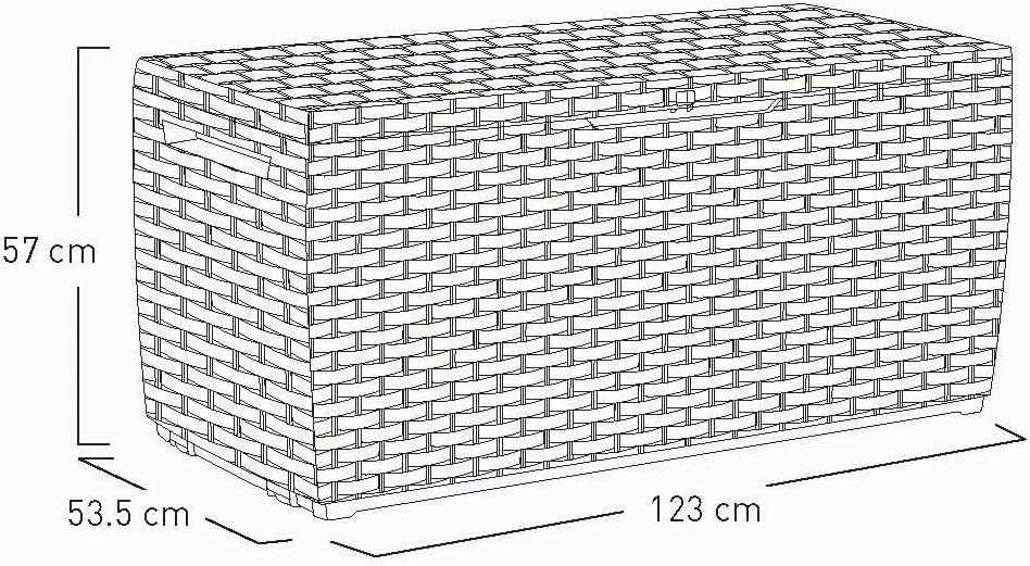  Keter Capri Coffre De Rangement, Capacité 305L, Résine, Marron, Aménagement Jardin Et Terrasse, 54 X 123 X 57 Cm
