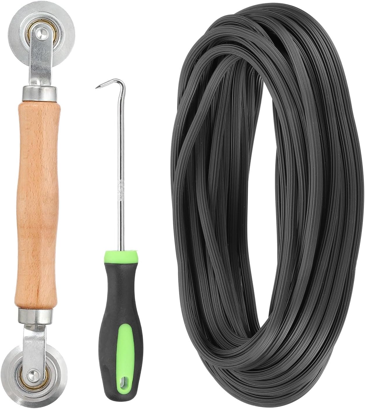  Sourcing Map Kit De Réparation D'écran, 0,5 Cm X 10 M, Cannelure De Moustiquaire Avec Outil à Rouleau Et Crochet De Retrait De Cannelure Pour Porte De Patio Et Fenêtre, Installation Et Remplacement