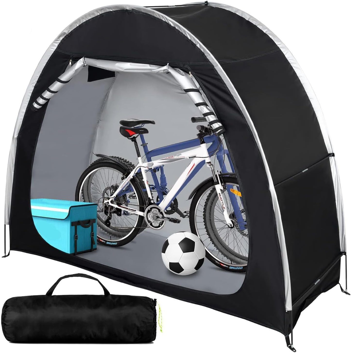  Tente De Rangement Extérieur Imperméable, Abri Pour Vélos Et Motos Avec Fermeture Éclair Métal & Fenêtre D'Aération, Protection Tout Temps Pour Outils De Jardin(Brown)