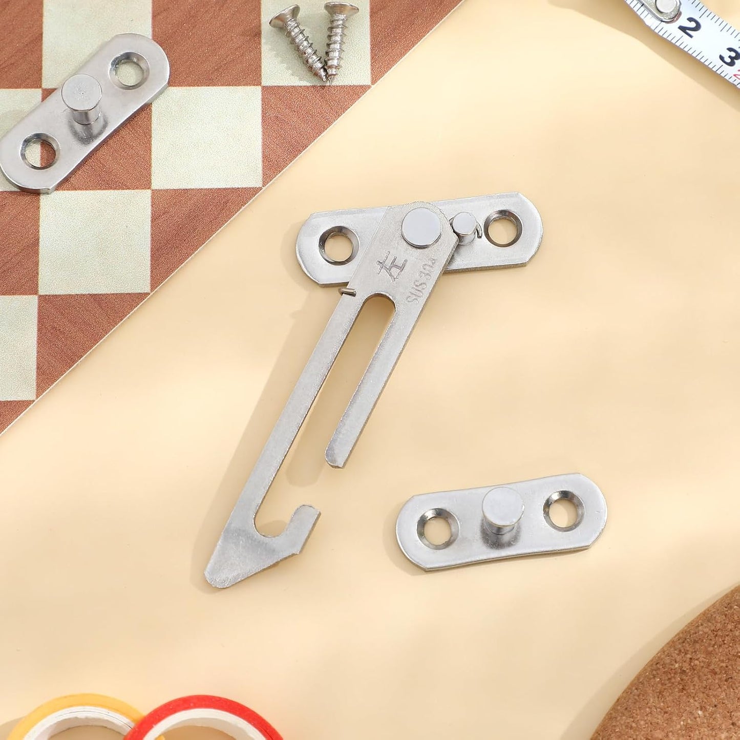  STOBAZA Limiteur De Fenêtre Limite L'ouverture En Acier Inoxydable Argenté, Serrure De Sécurité Sans Endommager 1 Set Vis Garçon Et Filles Adapté Maison Et Commerce