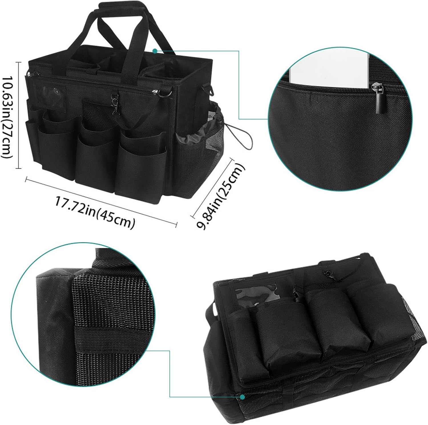  Sac Pour Fournitures De Nettoyage - Sac Pliable De Détail Pour Voiture | Porte-Outils Mesh Respirant Imperméable Avec Poignée Bretelle Pour Chiffons Époussetage Cuisine