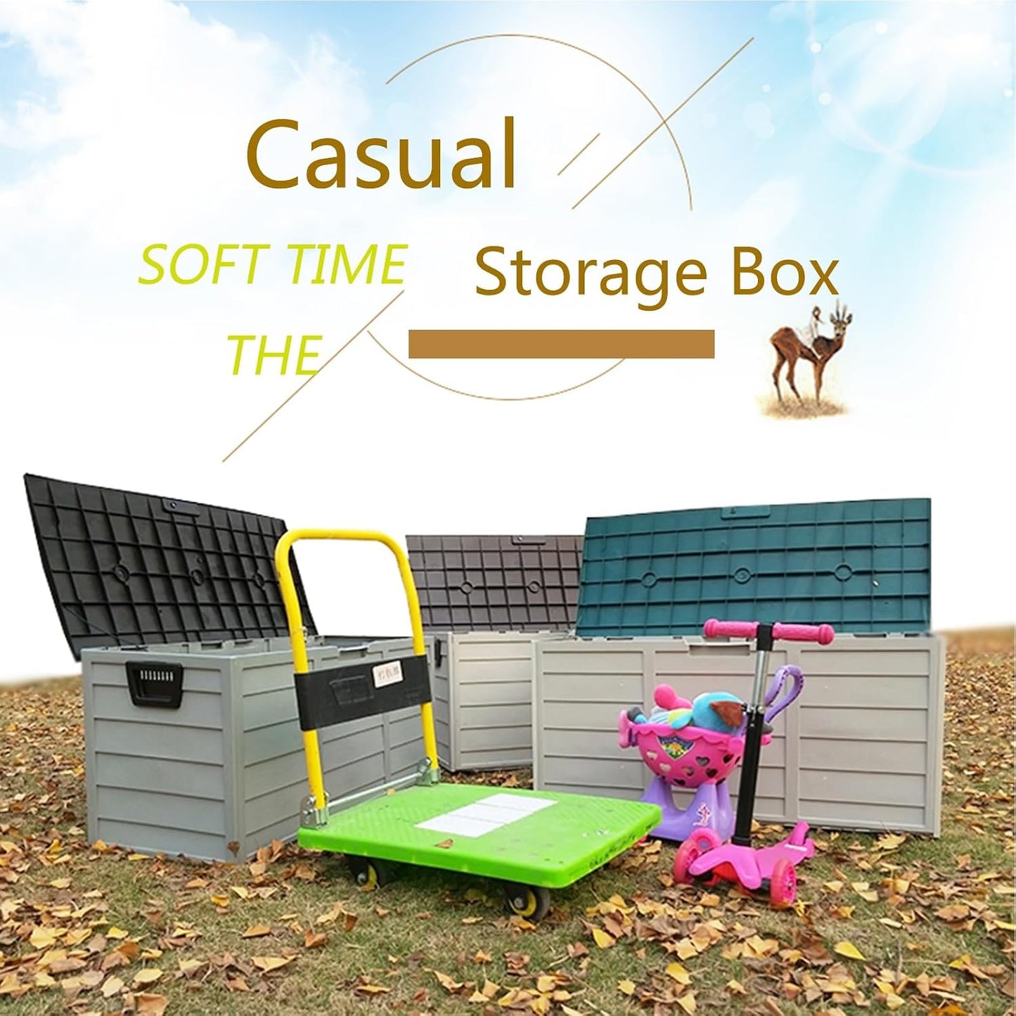  Grande Boîte De Terrasse De 65 Gallons,organisateur De Rangement Extérieur Avec Ouverture De Verrouillage, Boîte De Rangement Extérieure étanche Avec Poulies Inférieures, Pour Meubles De Patio ( Color