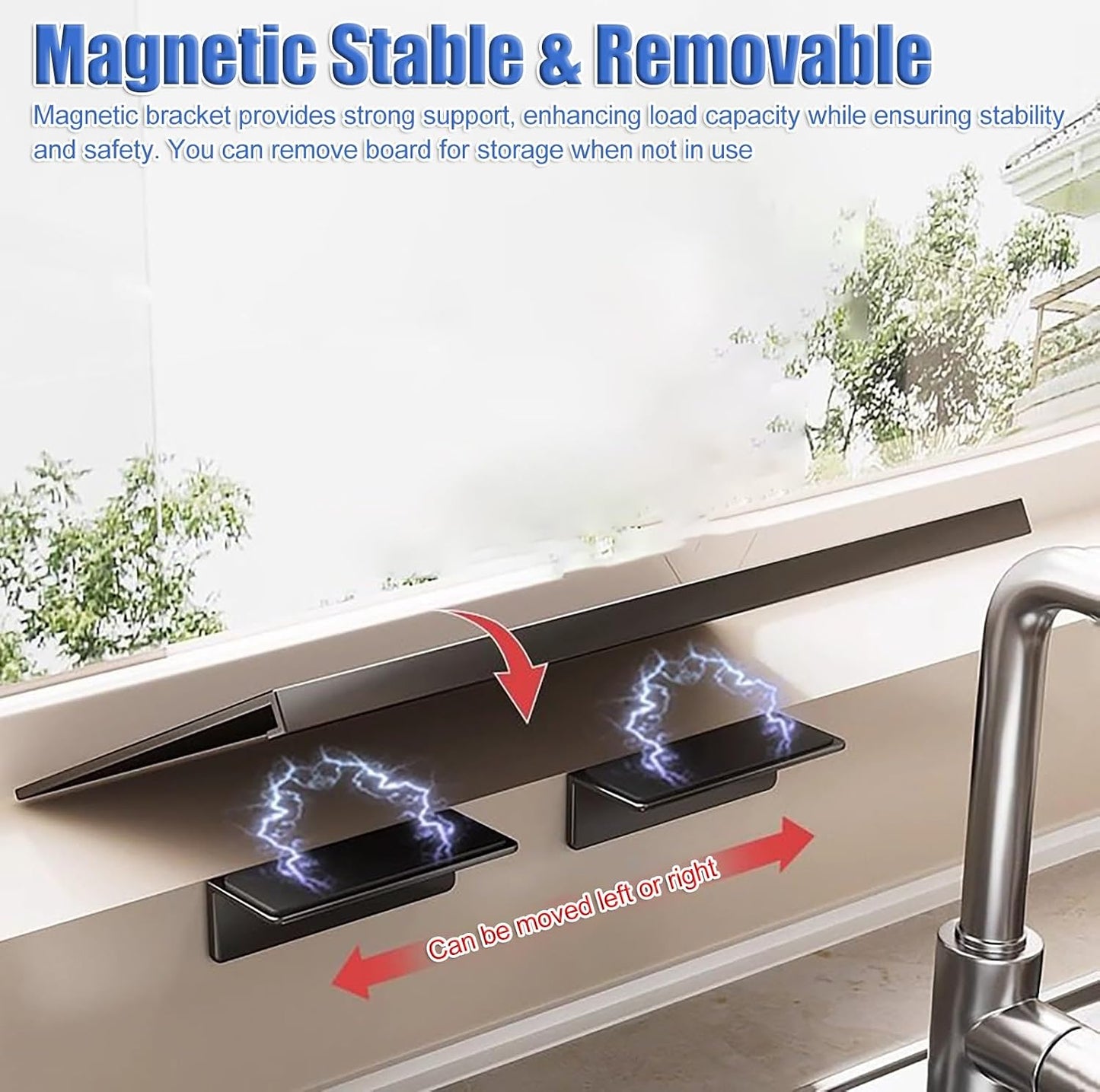  Window Sill Extender Removable Magnetic Window Sill For Pets - Heavy Duty Carbon Steel Plant Shelf With Window Sill - Waterproof Desk Extension (40 X 20 Cm (15 3/4 X 7 7/8 Inches)