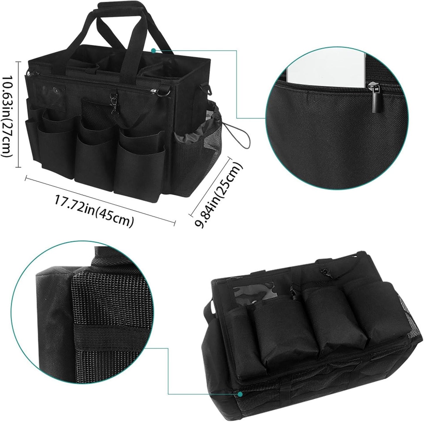  Générique Sac Pour Fournitures De Nettoyage | Pliant Pour Entretien Ménager - Porte-Outils Mesh Respirant Imperméable Avec Poignée Bretelle Pour Chiffons Époussetage Cuisine