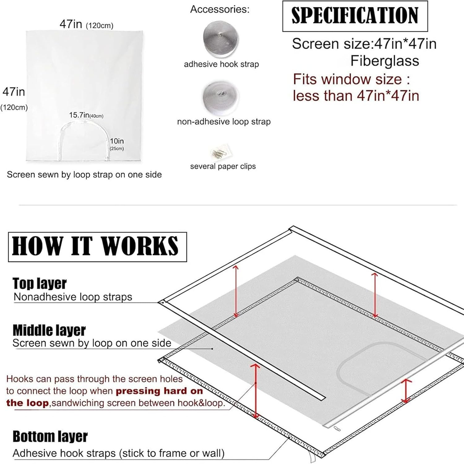  Filet De Ventilation Personnalisable Pour Fenêtre Facile à Installer Avec Fermetures éclair - Design D'ouverture En Fibre De Verre - Filet De Ventilation - Outil D'installation Pour La Maison - Blanc